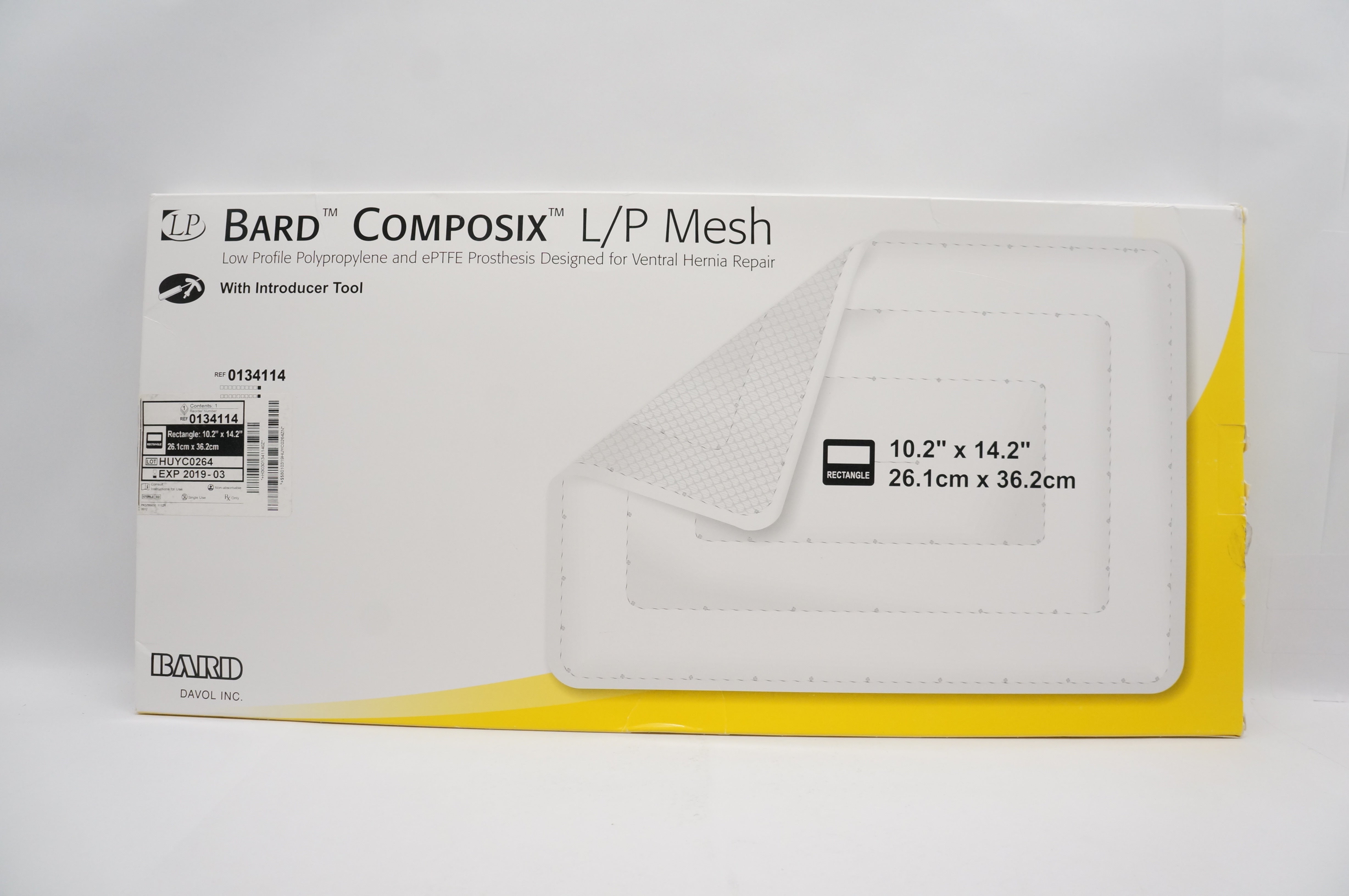 Bard 0134114 Composix L/P Mesh with Introducer Tool 10.2inch x 14.2inch (x)