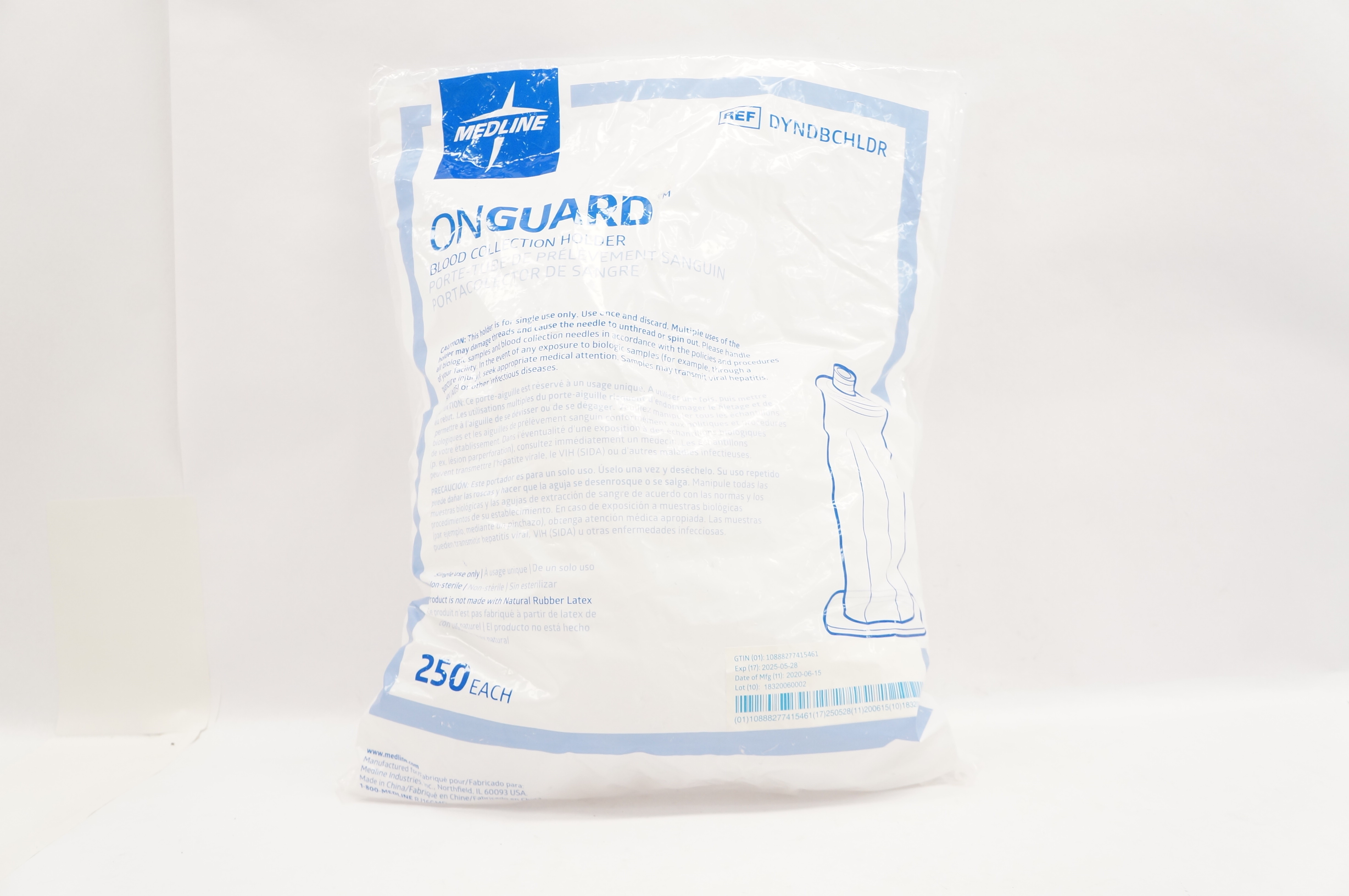 Medline DYNDBCHLDR Onguard Blood Collection Tube Holders - Pack of 250