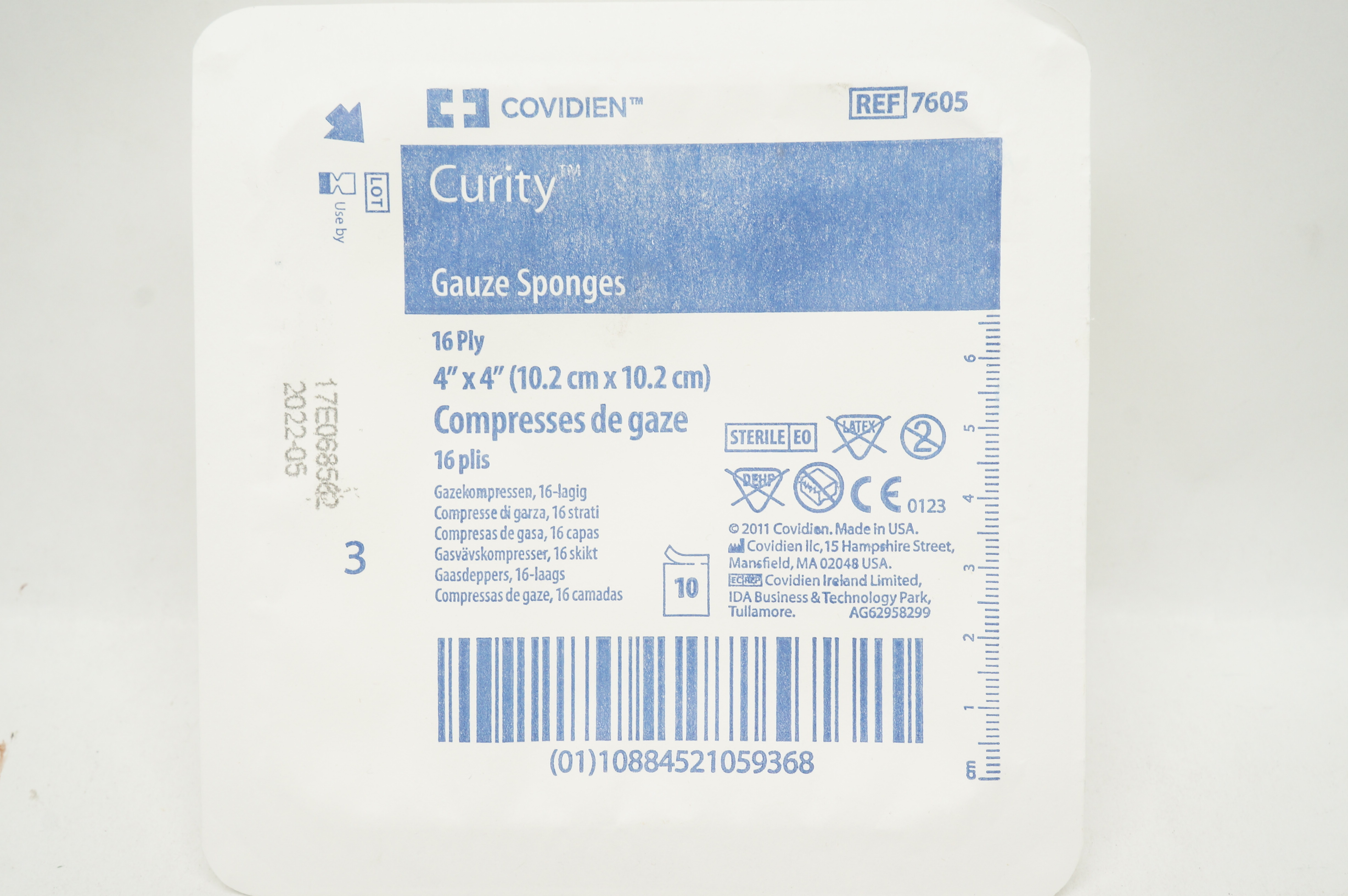 Covidien 7605 Curity Gauze Sponges 16-Ply 4inch x 4inch - Pack of 10