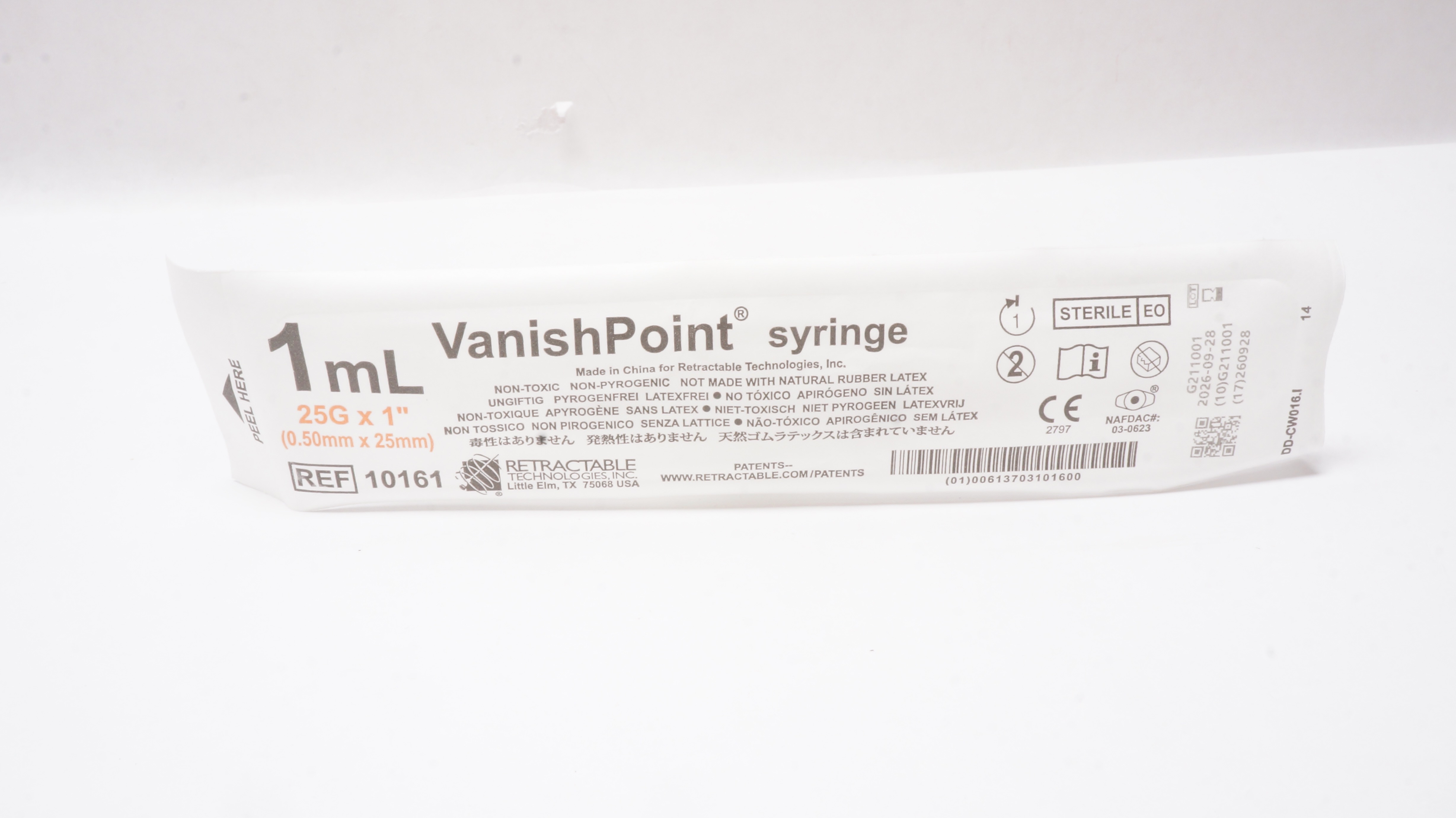 Retractable Technologies 10161 VanishPoint Syringe 1mL, 25G x 1inch