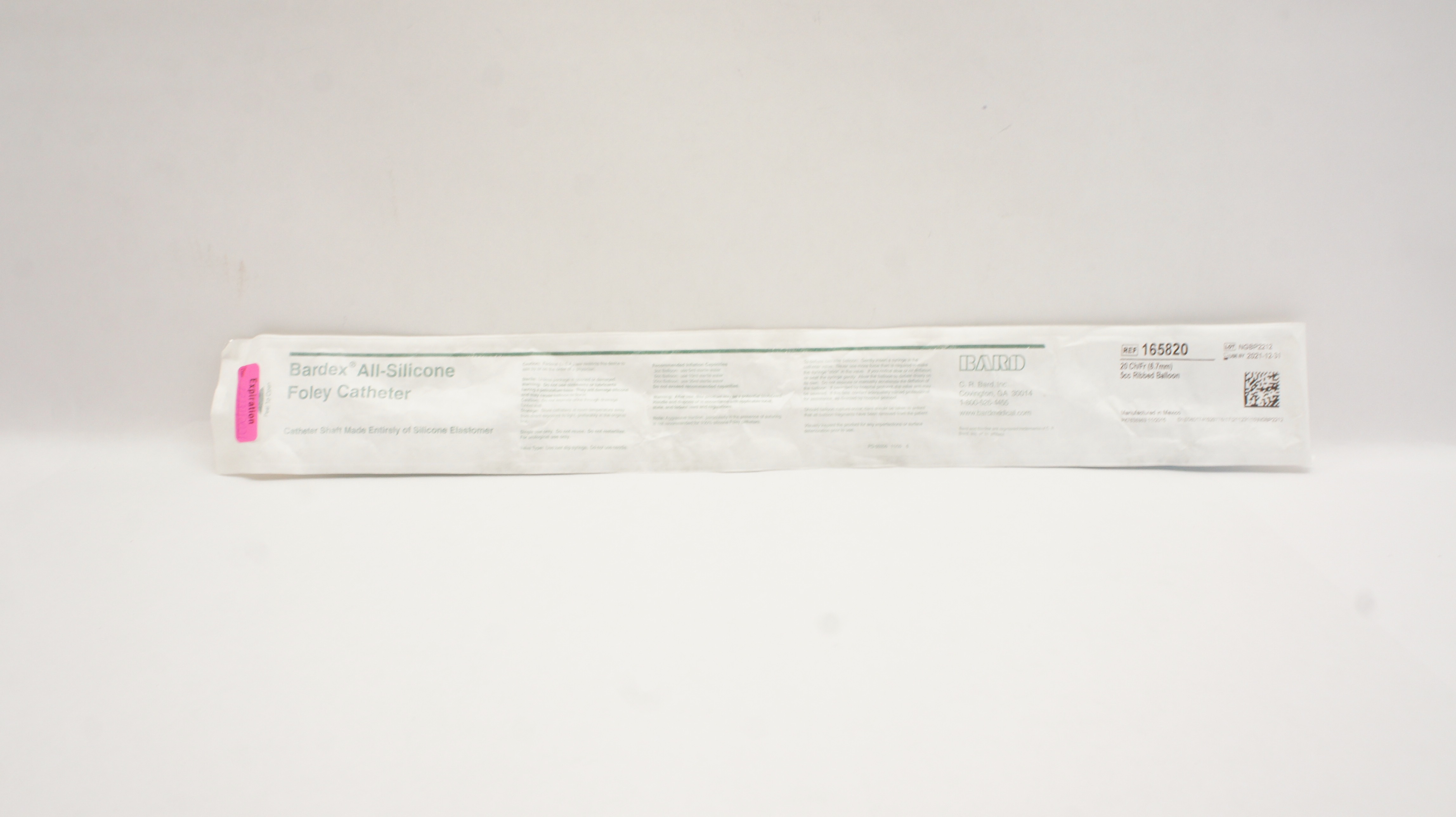 Bard 165820 All-Silicone Foley Cath. 20Ch/Fr 5cc Ribbed Balloon (x)
