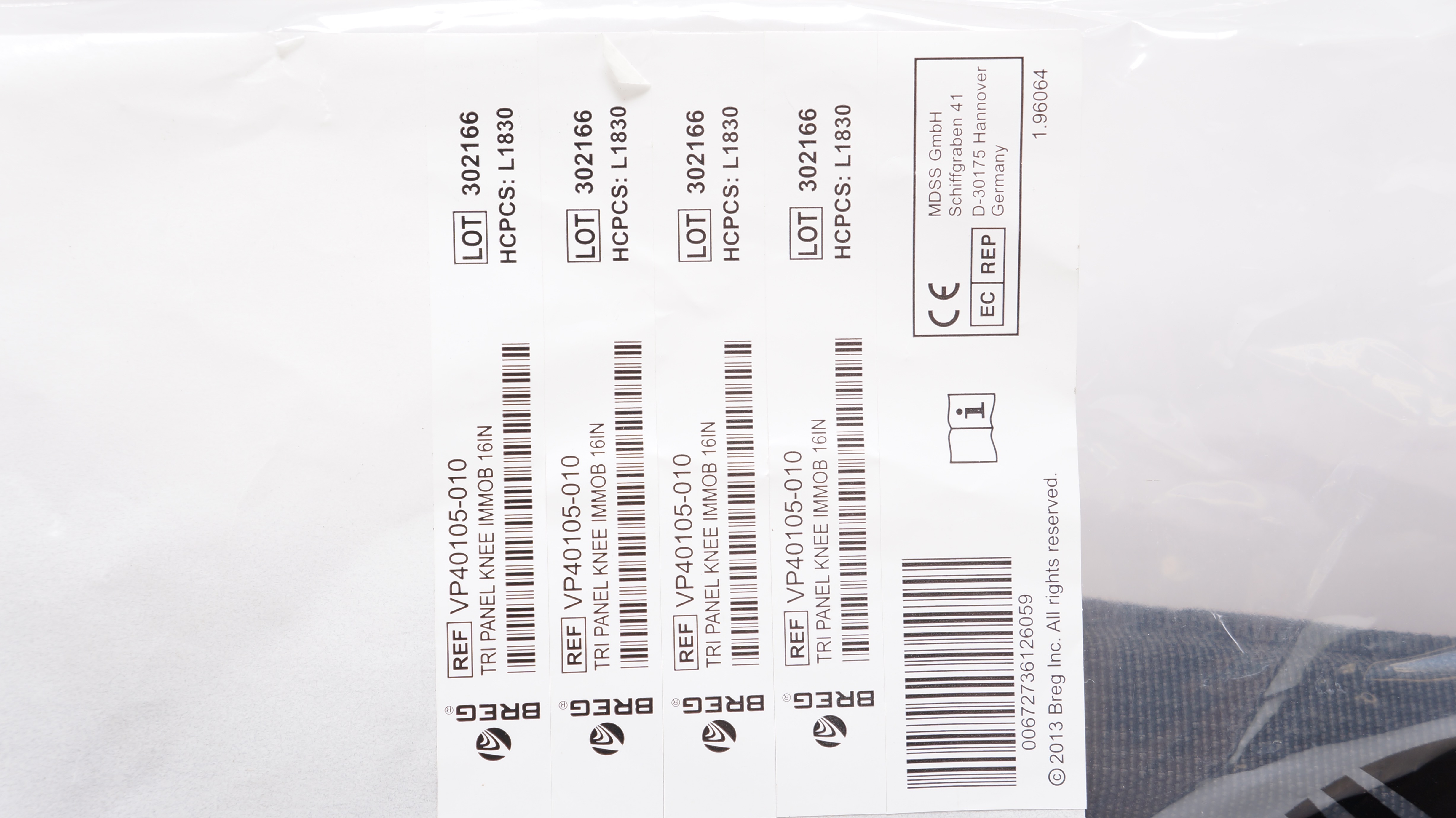 Breg VP40105-010 Tri Panel Knee Immobilizer 16inch