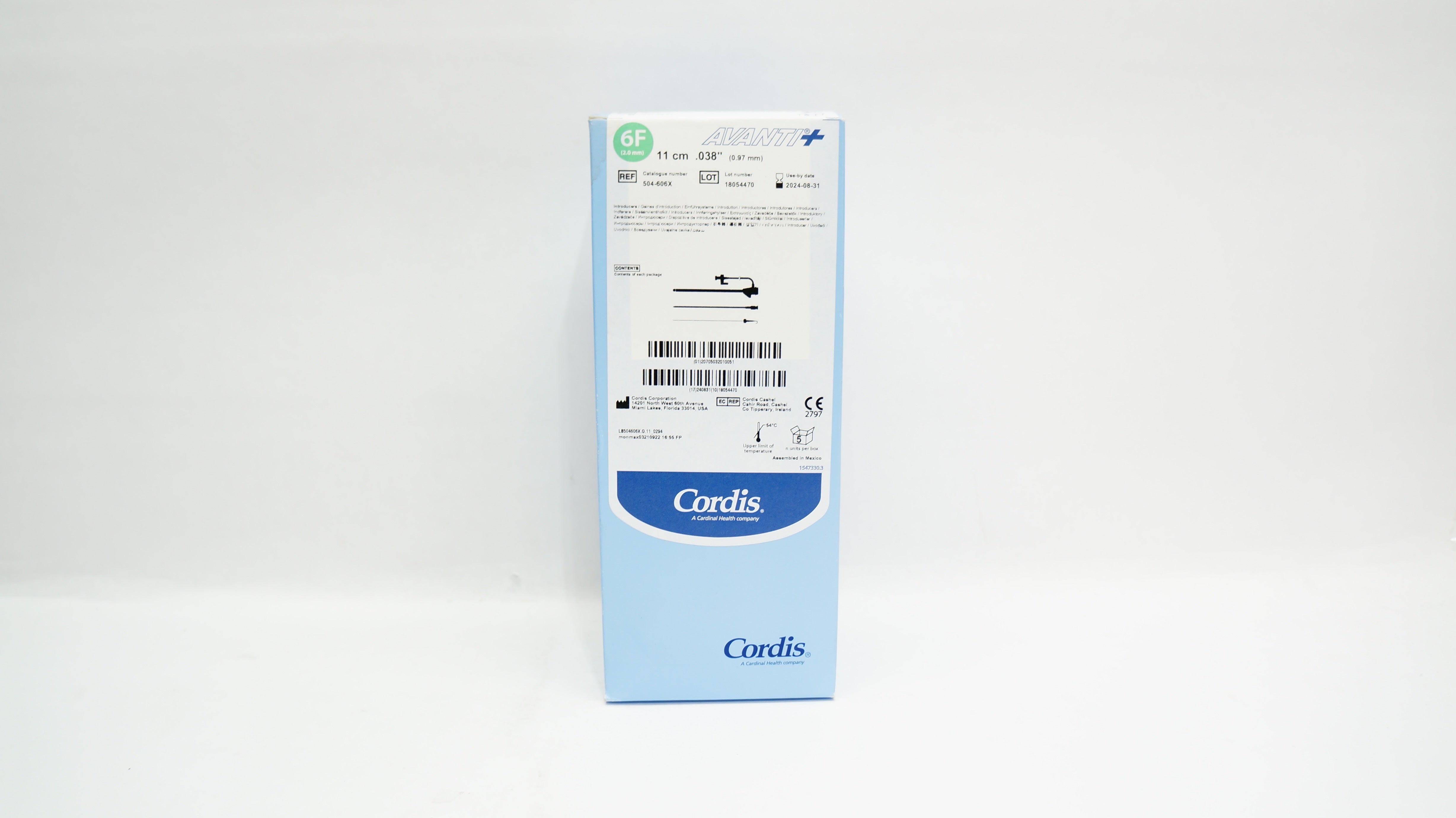 Cordis 504-606X Avanti+ Introducer 6F x 11cm x .038 inch - Box of 5