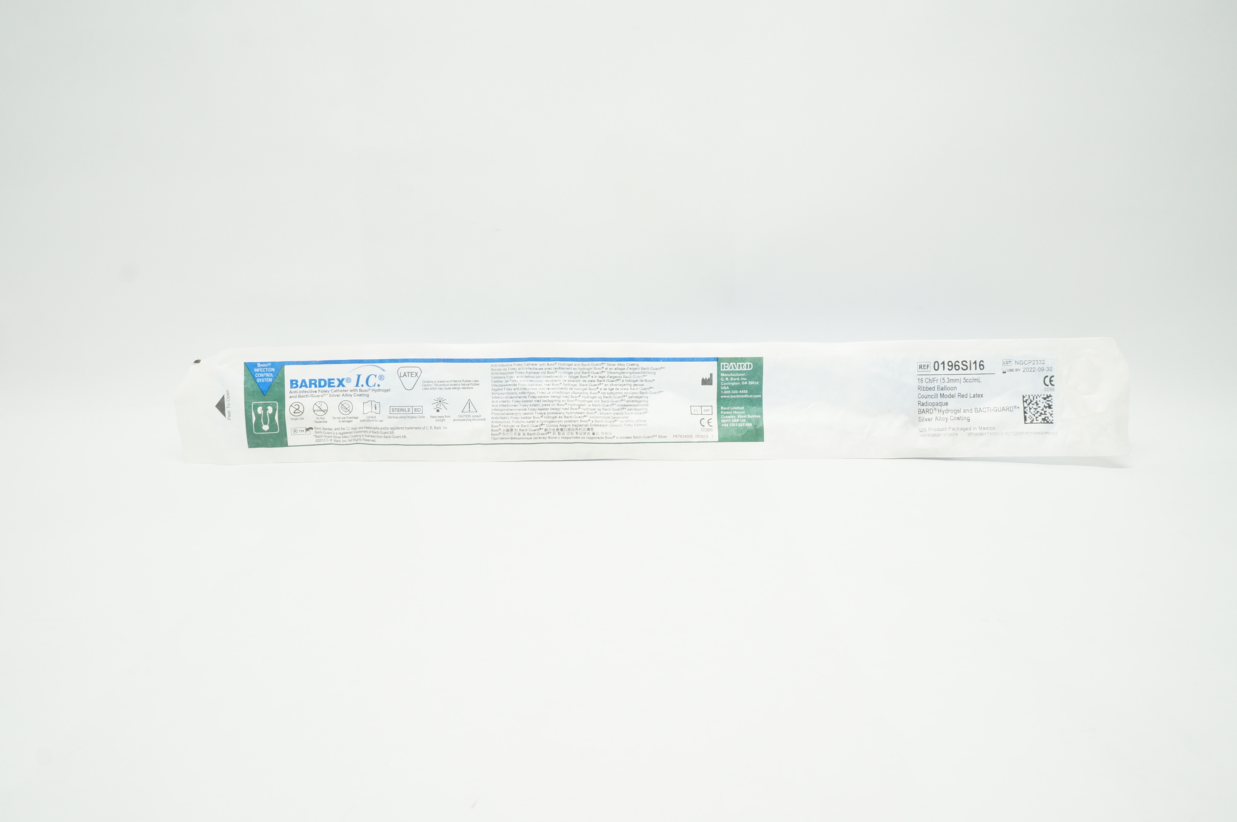 Bard 0196SI16 Bardex I.C. Anti-Infective Foley Cath. 16 Ch/Frx5cc/mL Balloon (x)