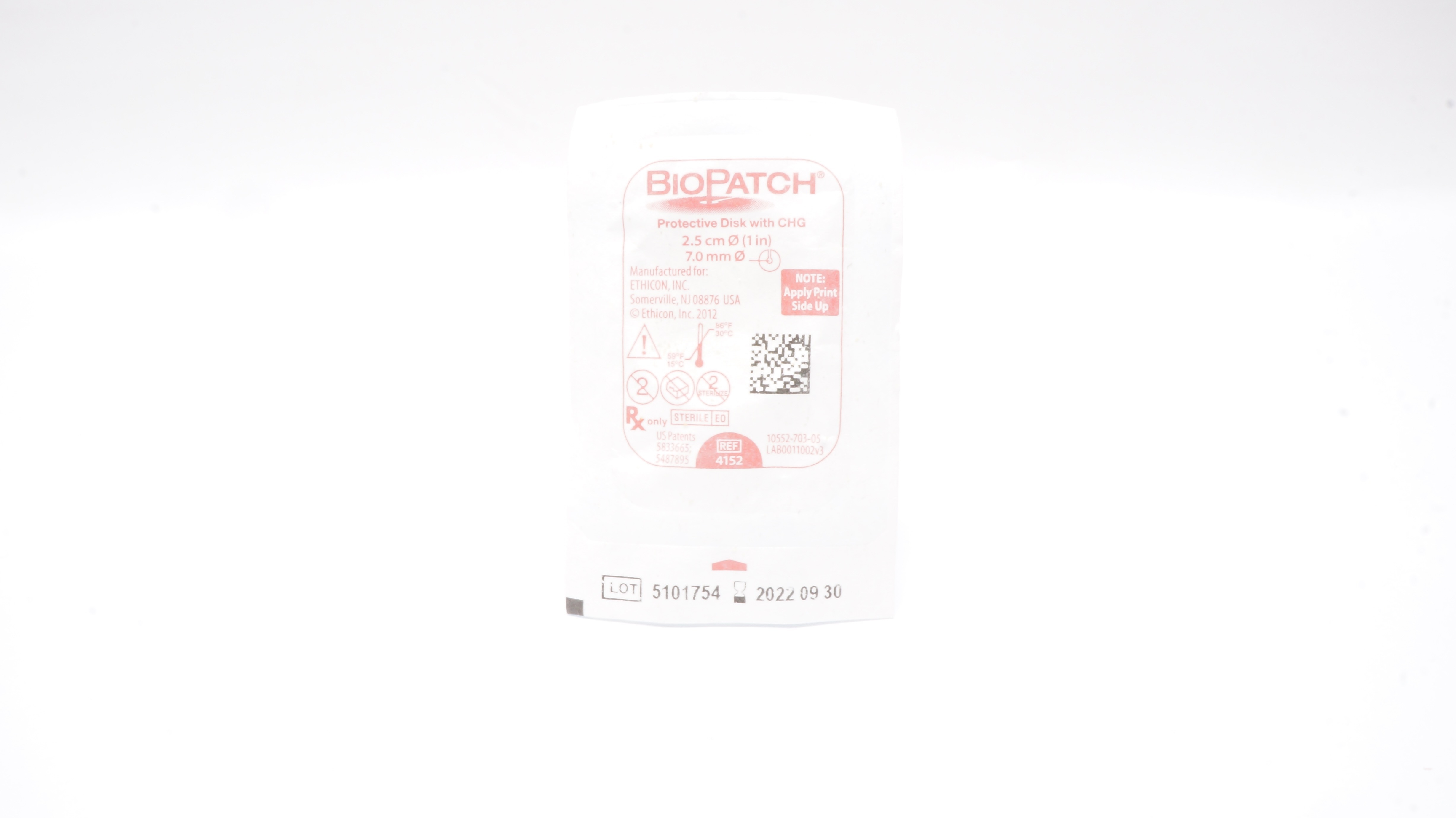 Ethicon 4152 BioPatch Protective Disk with CHG 1 in. x 7.0 mm (x)