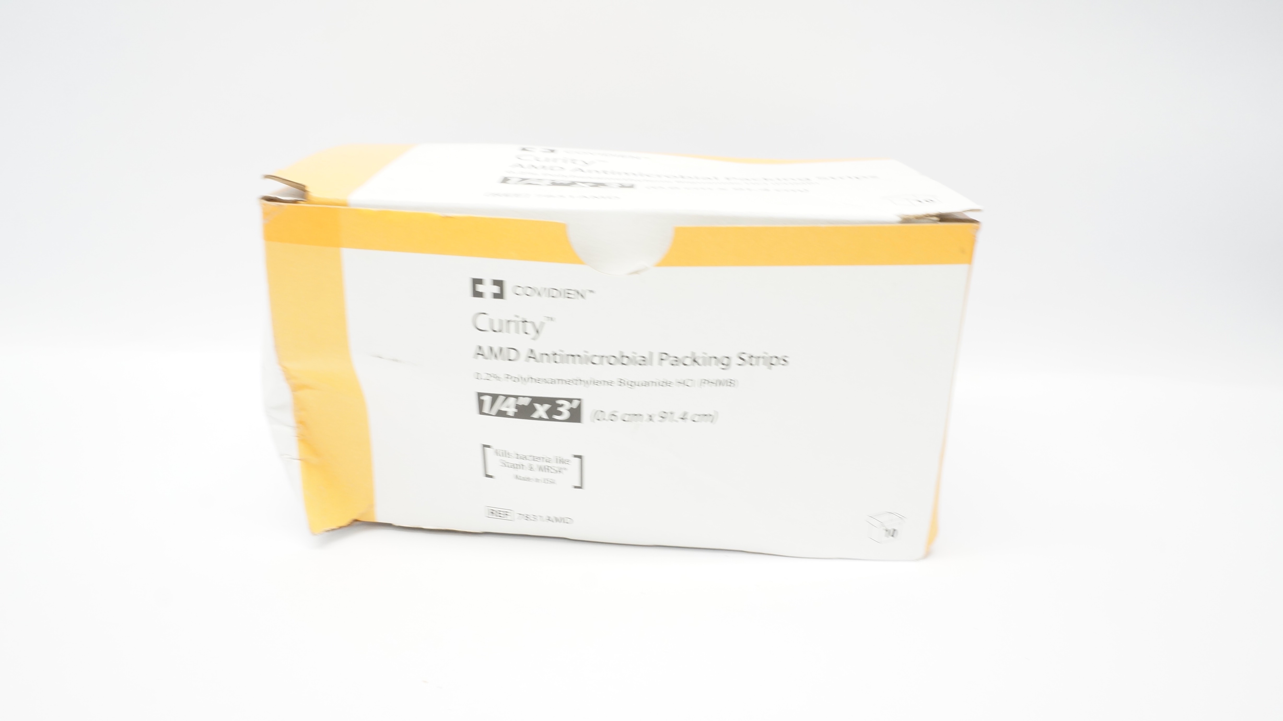 Covidien 7831AMD Curity Antimicrobial Packing Strips 1/4inch x 3 Ft. - Box of 10