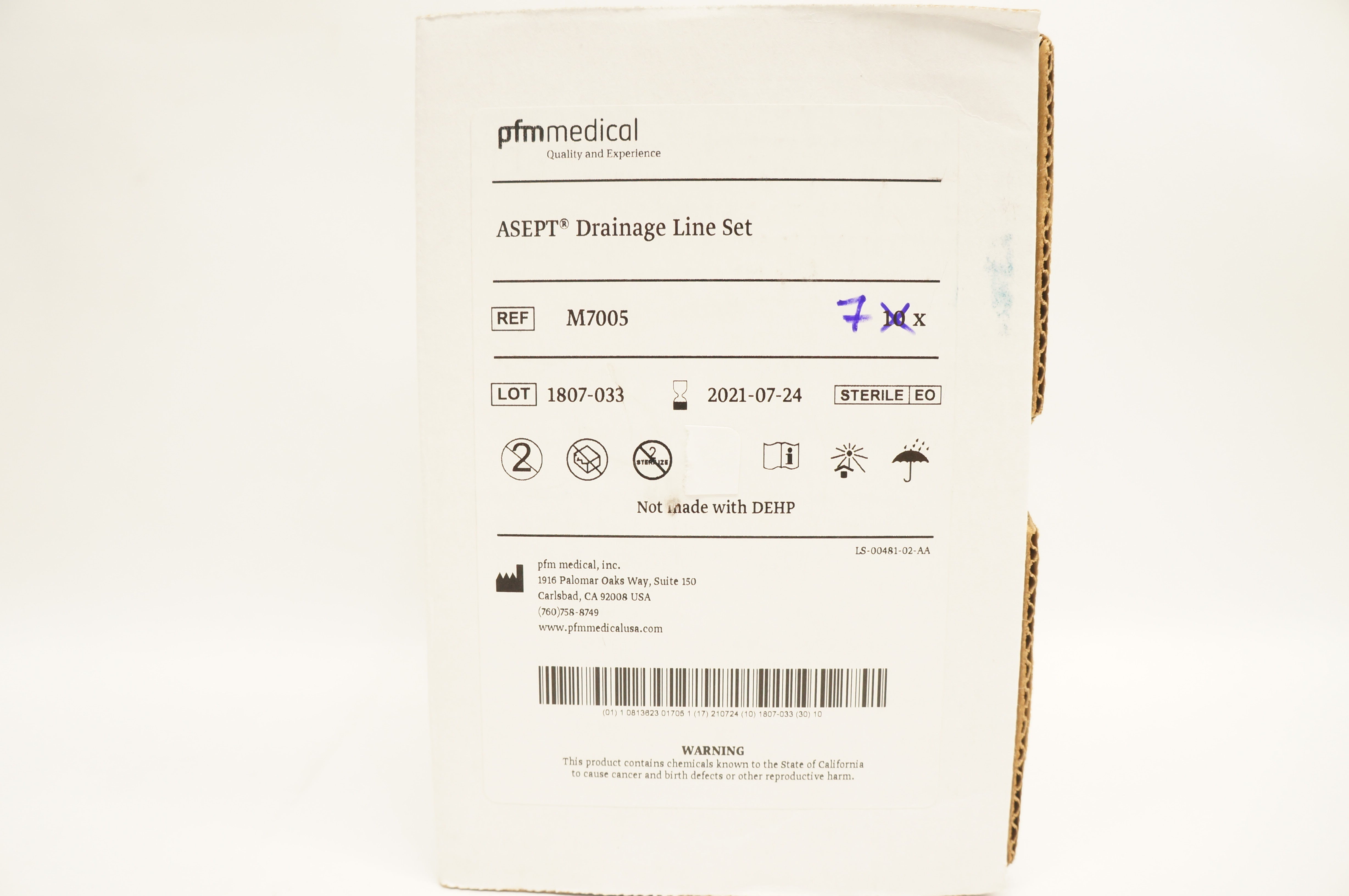 PFM Medical M7005 ASEPT Drainage Line Set - Box of 7 (x)