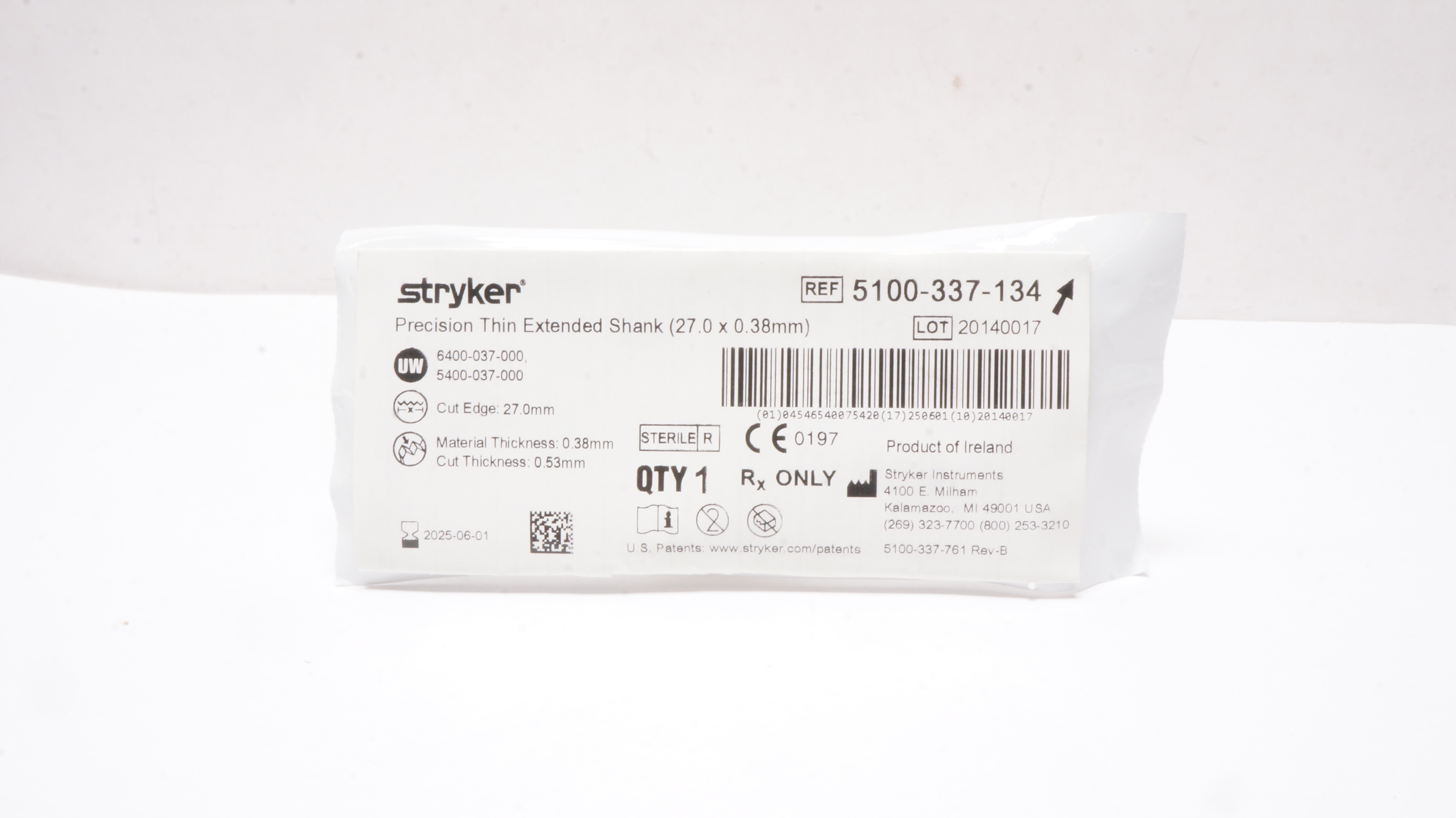Stryker 5100-337-134 Precision Thin Extended Shank 27.0 x 0.38mm