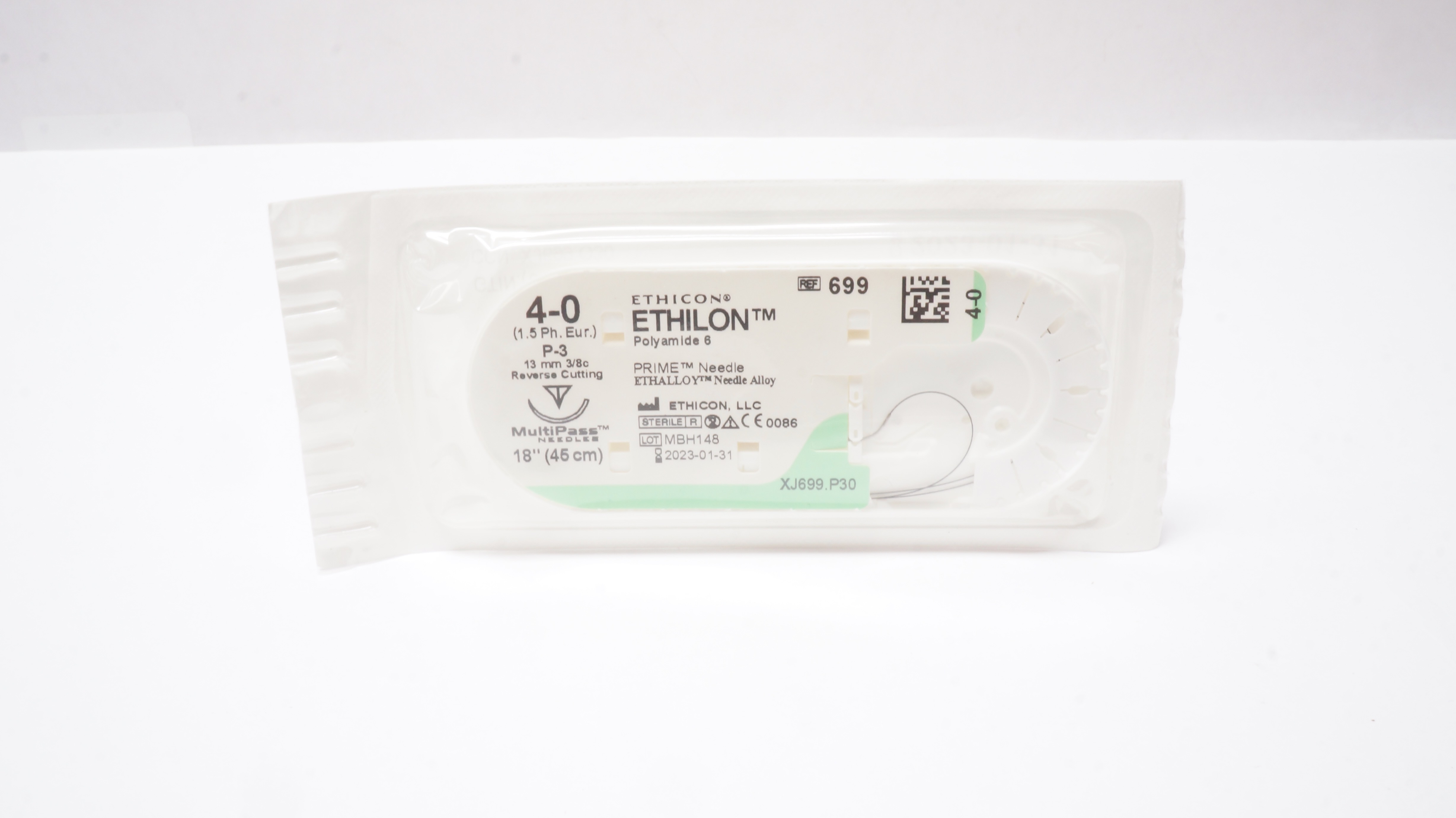 Ethicon 699 4-0 Ethilon Polyamide 6 Stre P-3 13mm 3/8c Reverse Cutting 18inch (x)