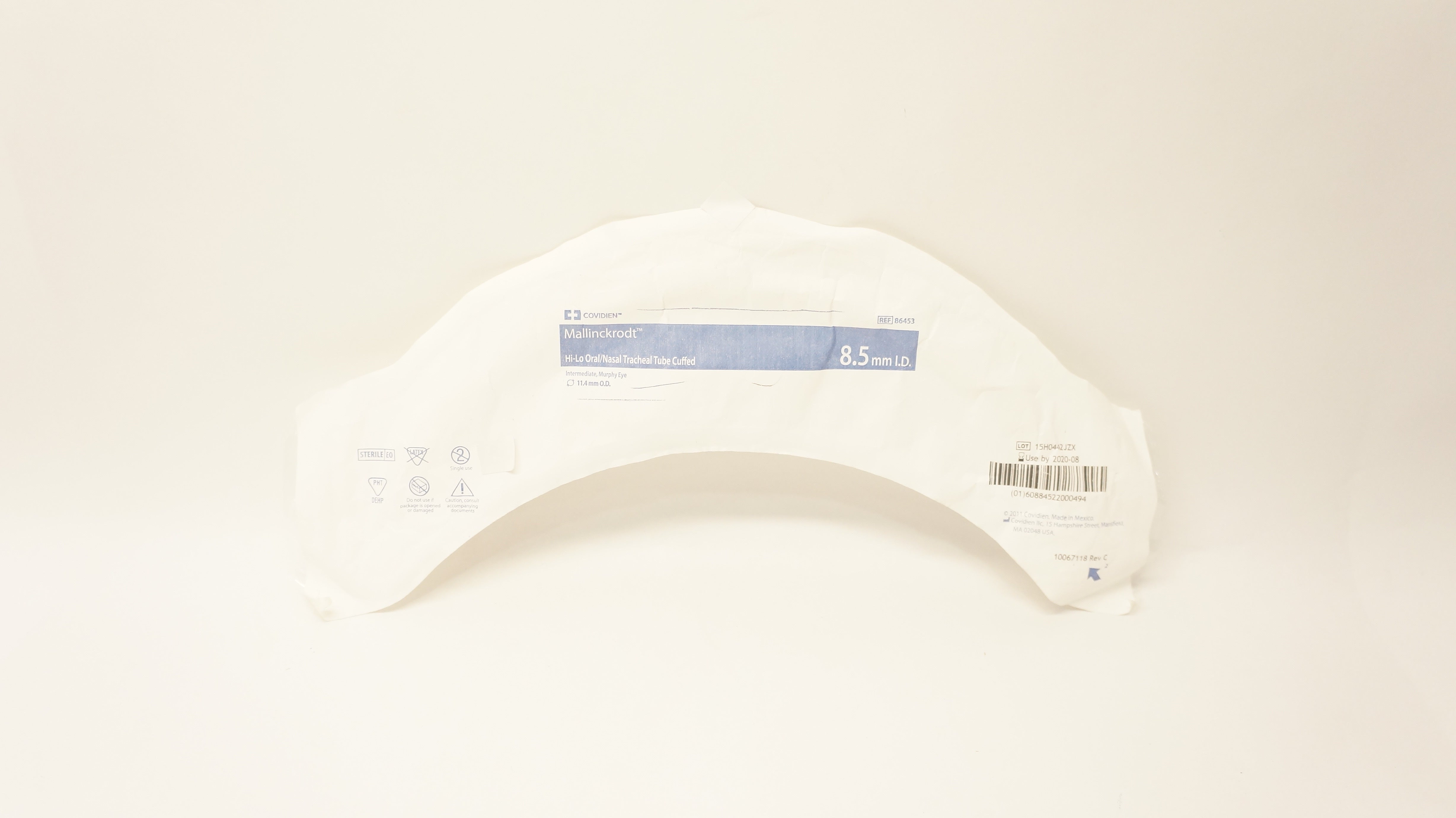 Coviden 86453 Mallinckrodt Oral/Nasal Tracheal Tube Cuffed 8.5mm x 11.4mm (x)
