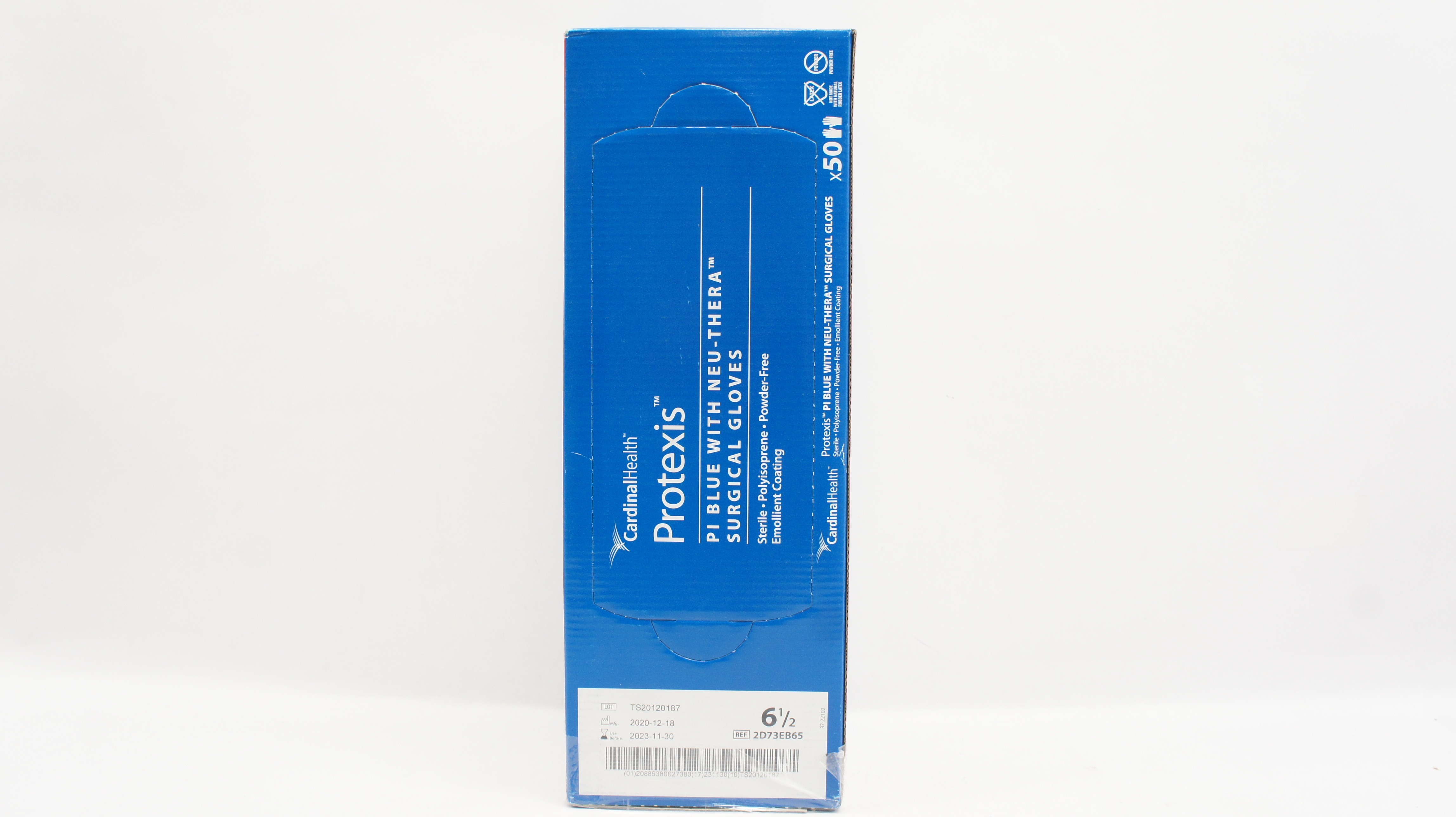 Cardinal Health 2D73EB65 Protexis PI Blue With Neu-Thera Surgical Gloves 6 1/2 - Box of 50
