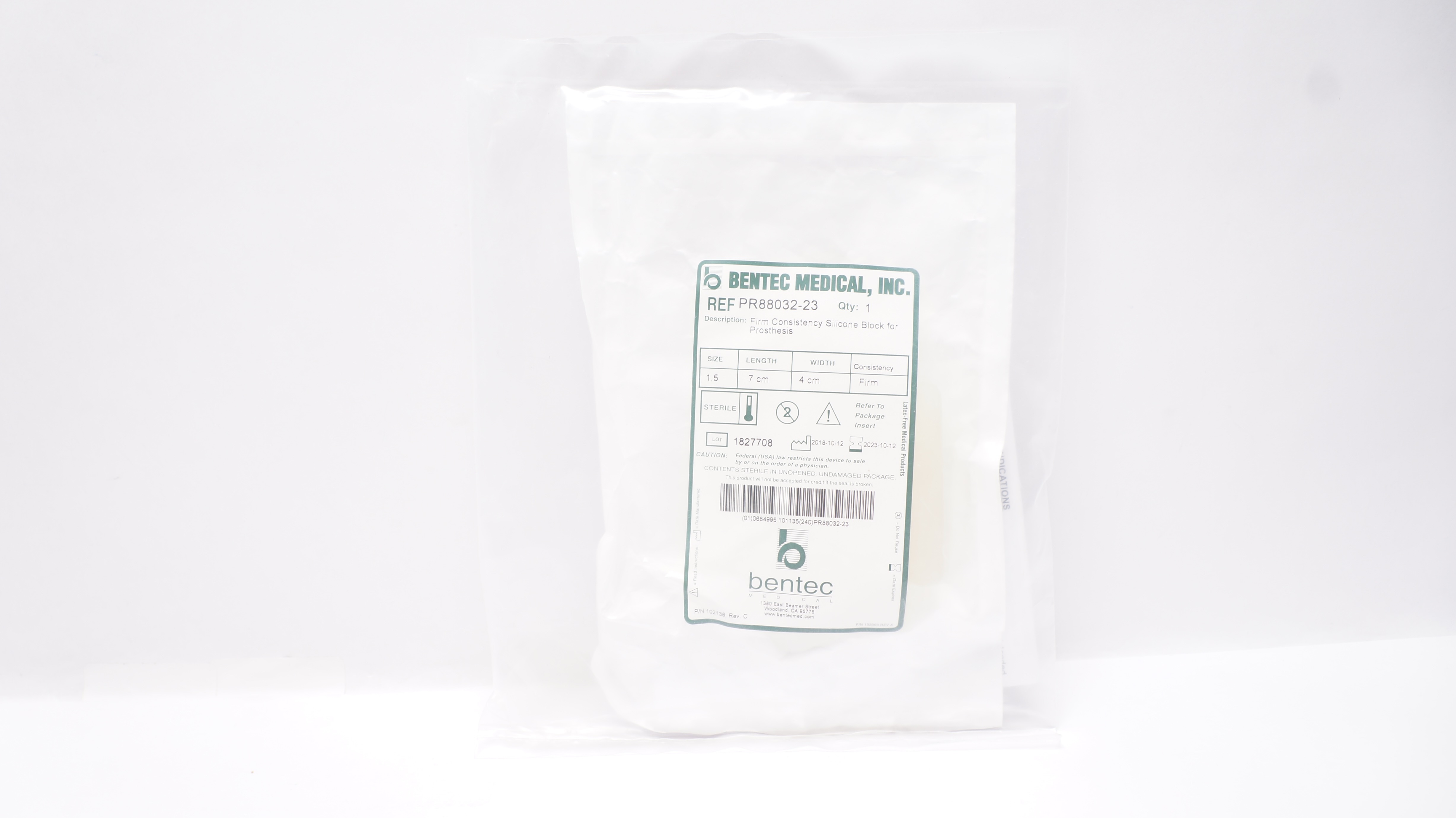 Bentec Medical PR88032-23 Firm Consistency Silicone Block for Prosthesis (x)