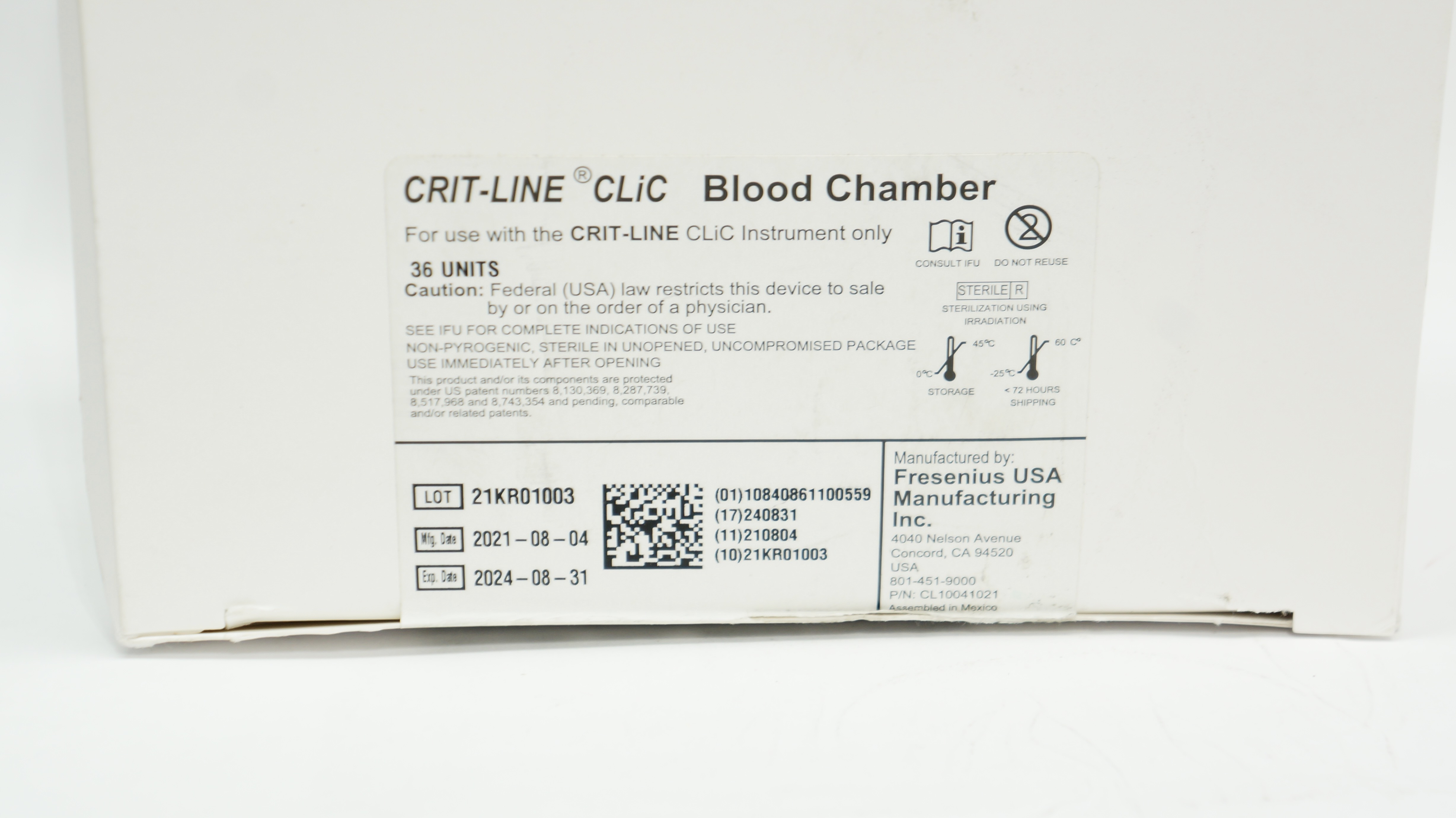 Fresenius Crit-Line CLiC Blood Chamber - Box of 36