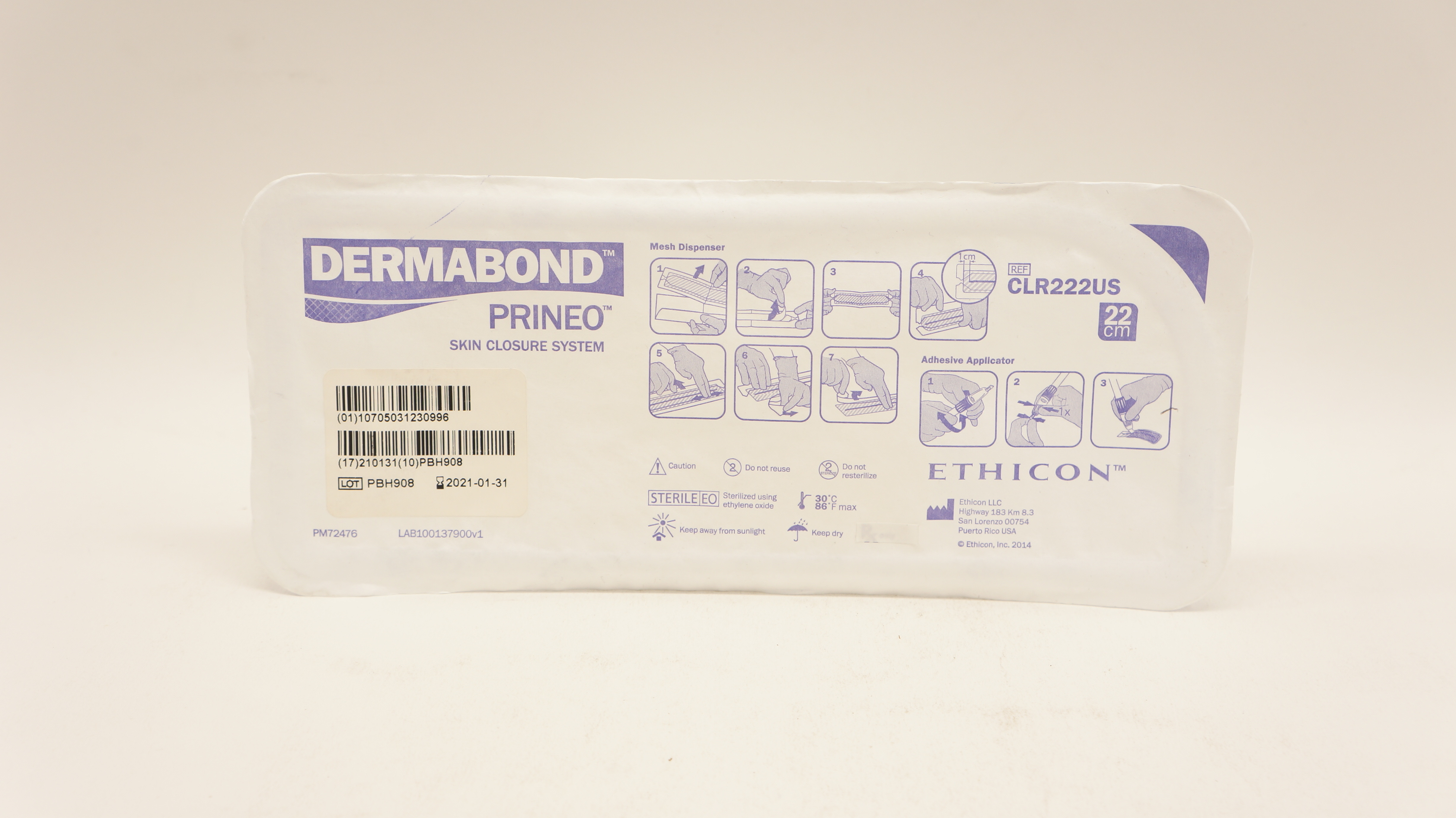 Ethicon CLR222US Dermabond Prineo Skin Closure System 22cm (x)