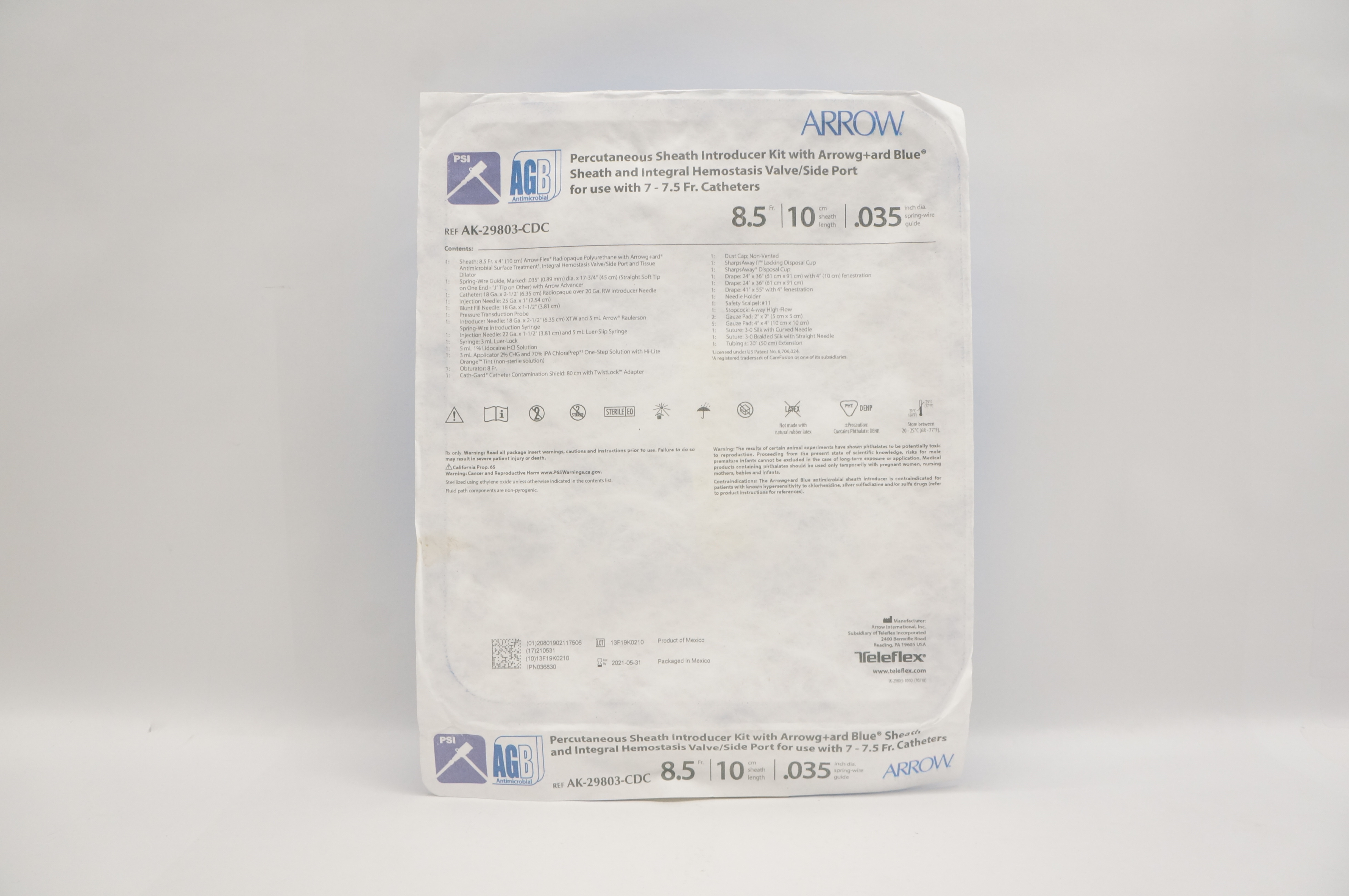 Arrow AK-29803-CDC Arrowgard Blue PSI Kit 8.5Fr x 10cm x 0.35 inch (x)
