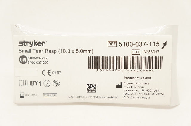 Stryker 5100-037-115 Small Tear Rasp 10.3 x 5.0 mm (x)