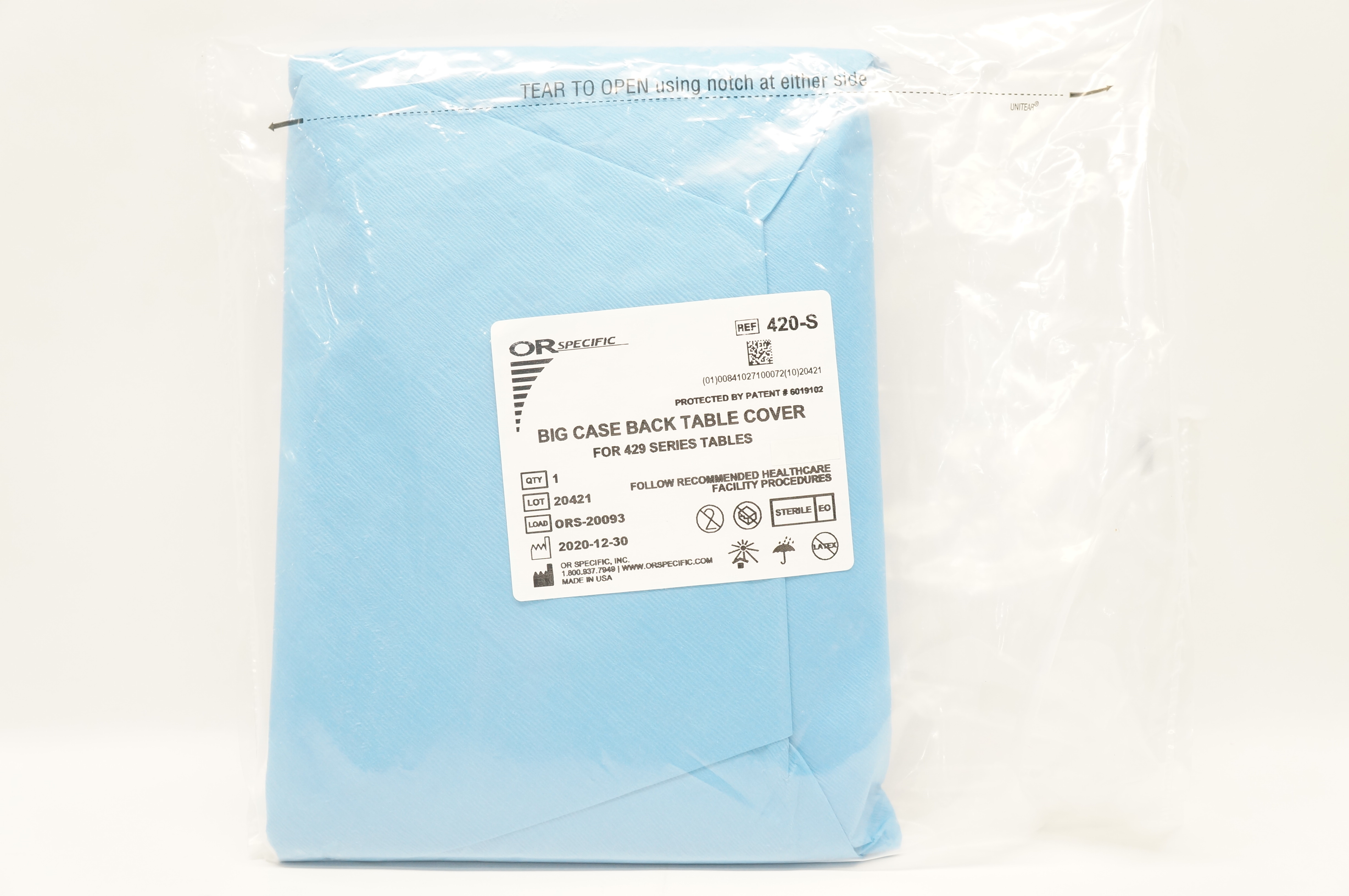 OR Specific 420-S Big Case Back Table Cover for 429 Series Tables