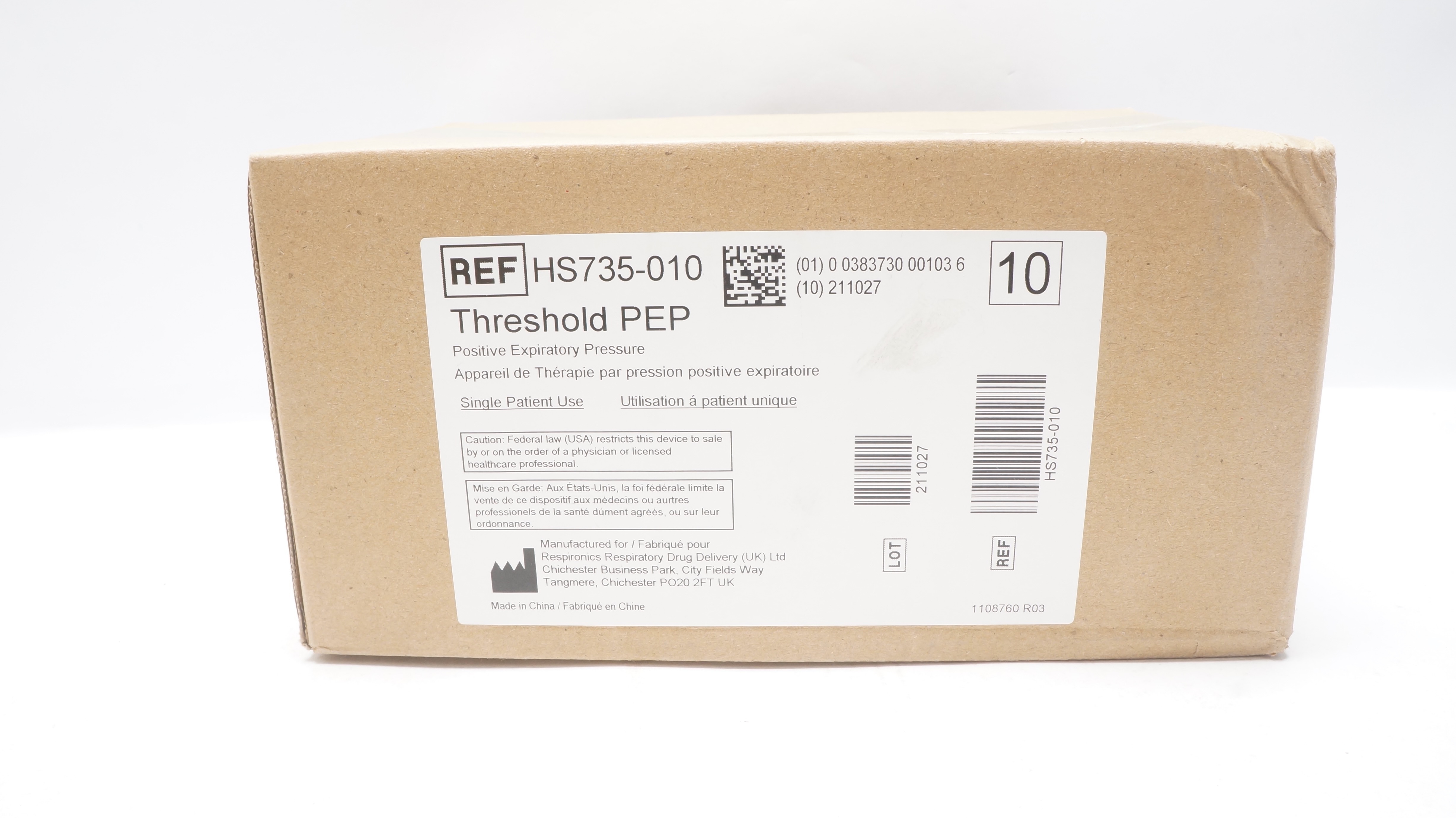 Respironics HS735-010 Threshold Positive Expiratory Pressure - Case of 10