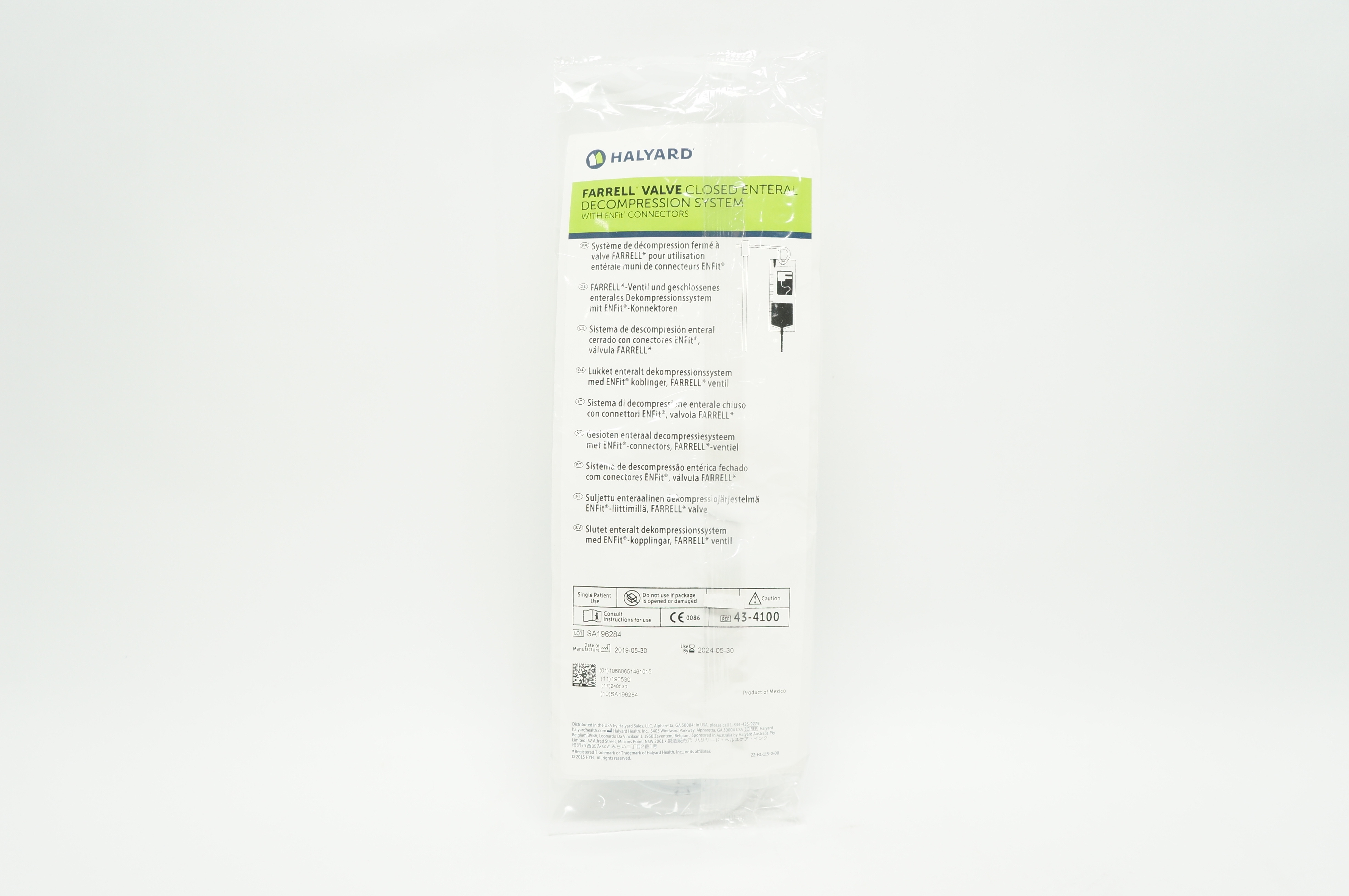 Halyard 43-4100 Farrel Valve Closed Enteral Decompression System