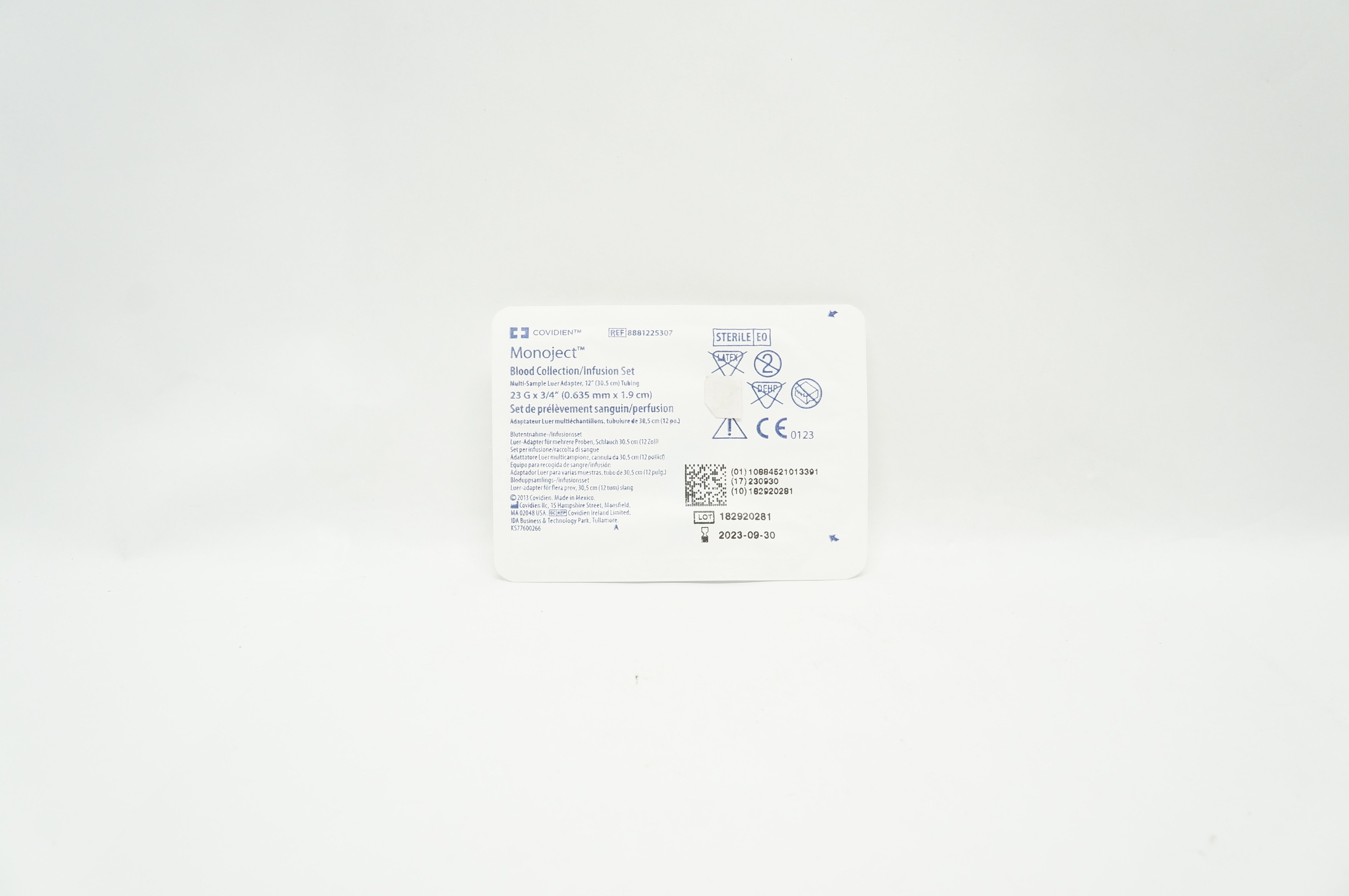 Covidien 8881225307 Monoject Blood Collection Set 23G x 3/4 inch - Box of 48