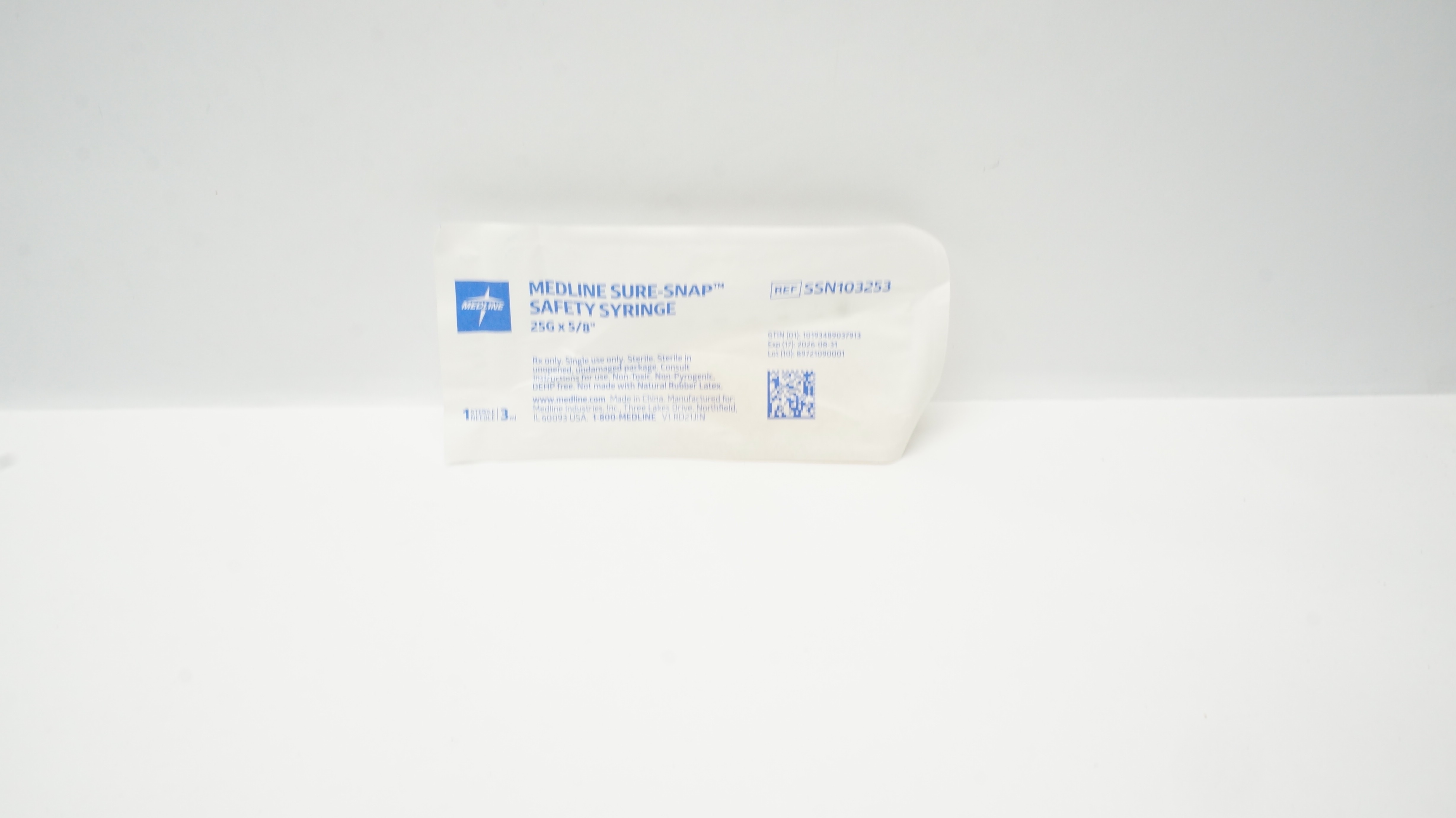 Medline SSN103253 Sure-Snap Safety Syringe 3ml 25G x 5/8inch