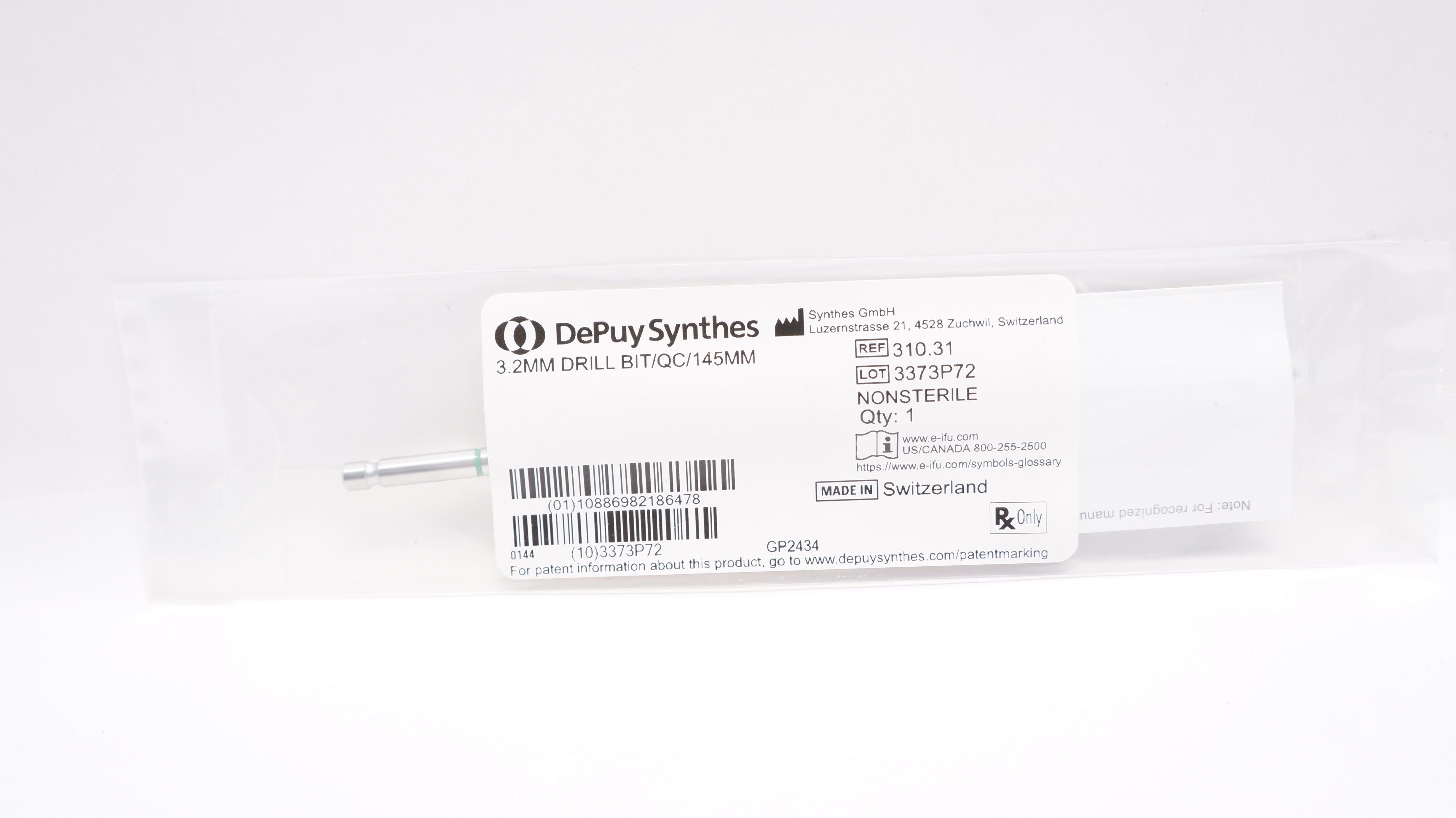 DePuy Synthes 310.31 Drill BIT/QC/145mm x 3.2mm