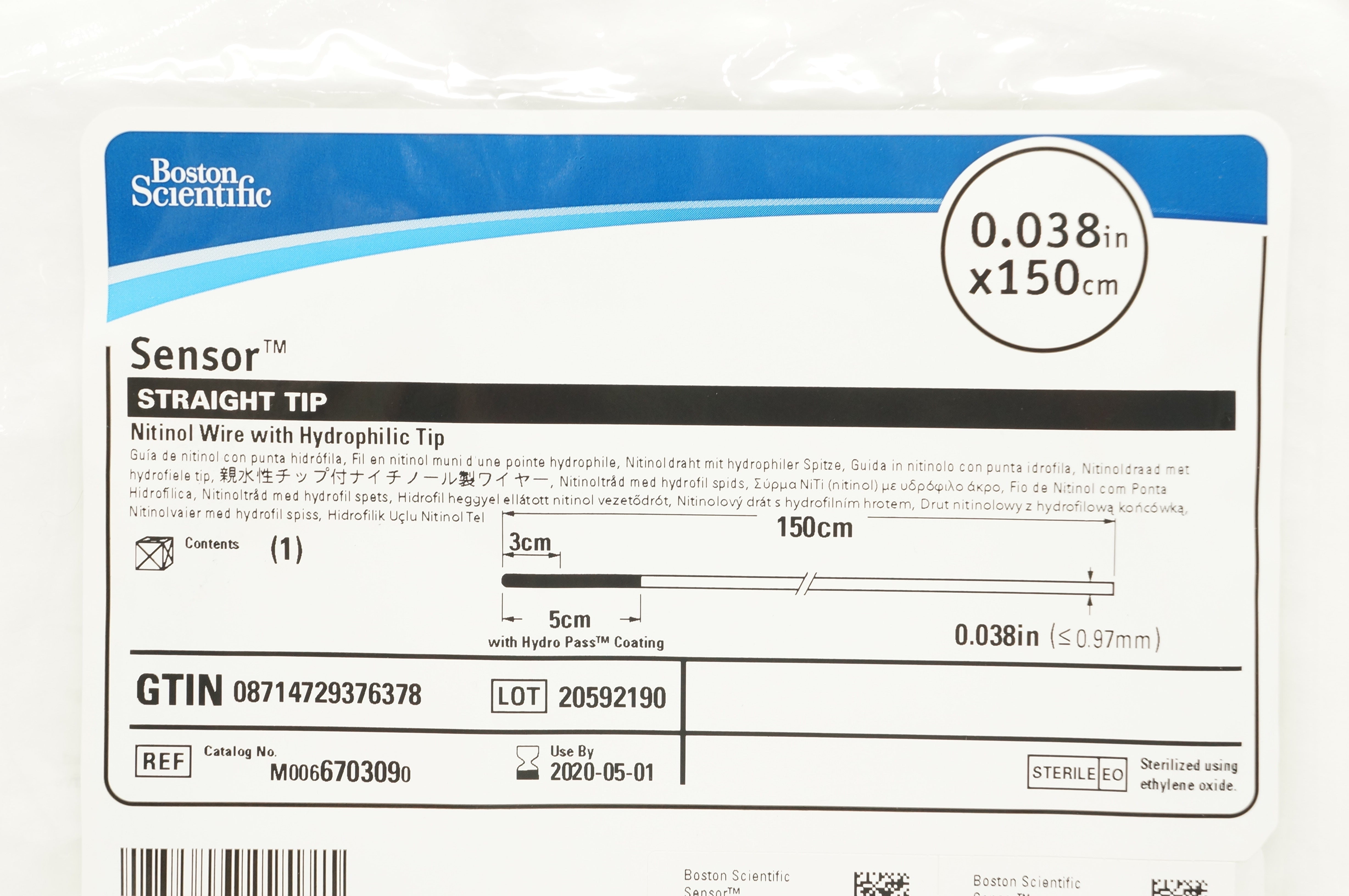 Boston Scientific M0066703090 Sensor Nitinol Wire 0.038in. x 150cm (x)