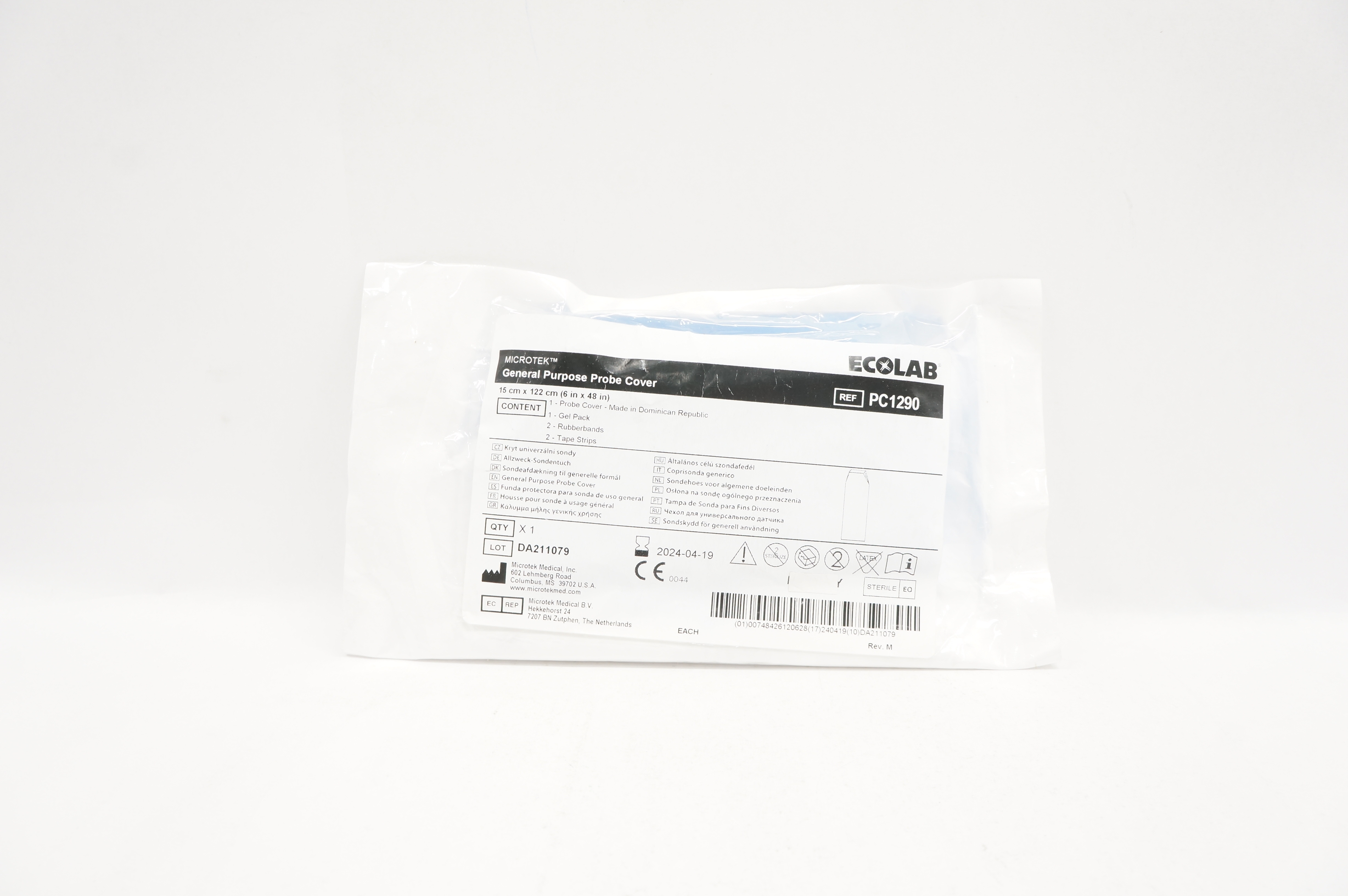 Microtek PC1290 Ecolab General Purpose Probe Cover 6inch x 48inch