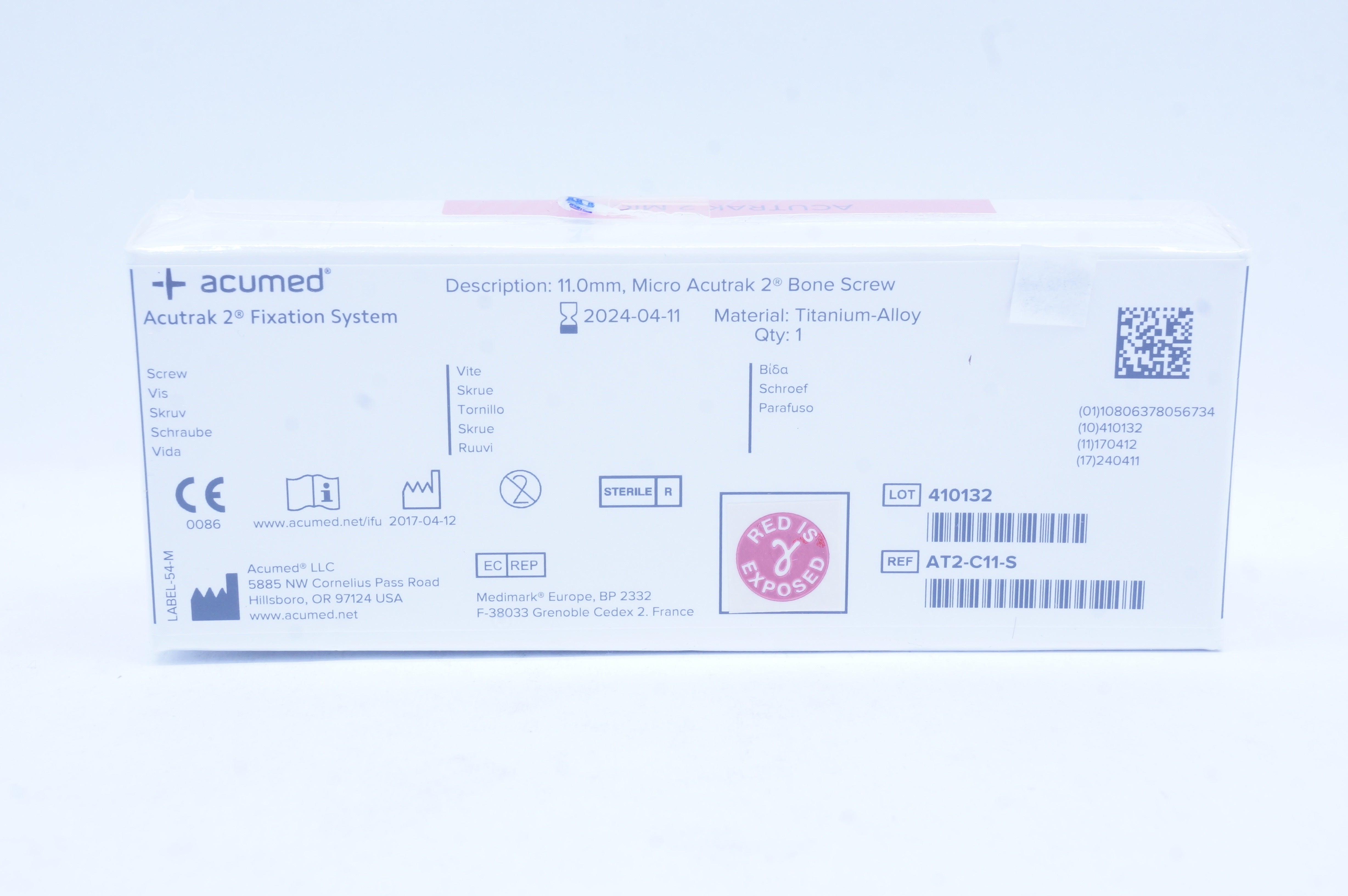 Acumed AT2-C11-S Micro Acutrak 2 Bone Screw 11.0mm