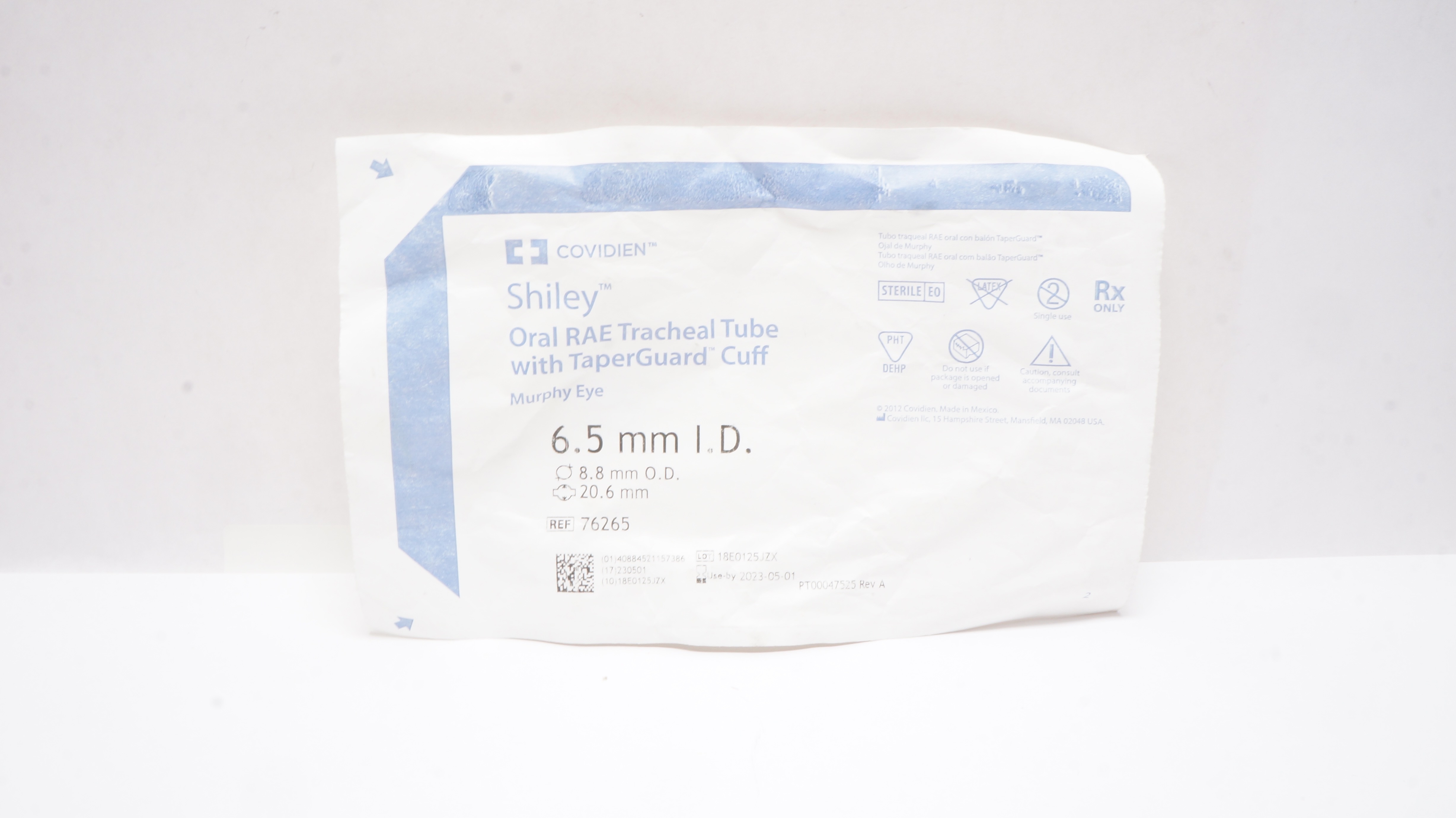 Covidien 76265 Shiley Oral RAE Tracheal Tube with Cuff 6.5mm ID 8.8mm OD (x)