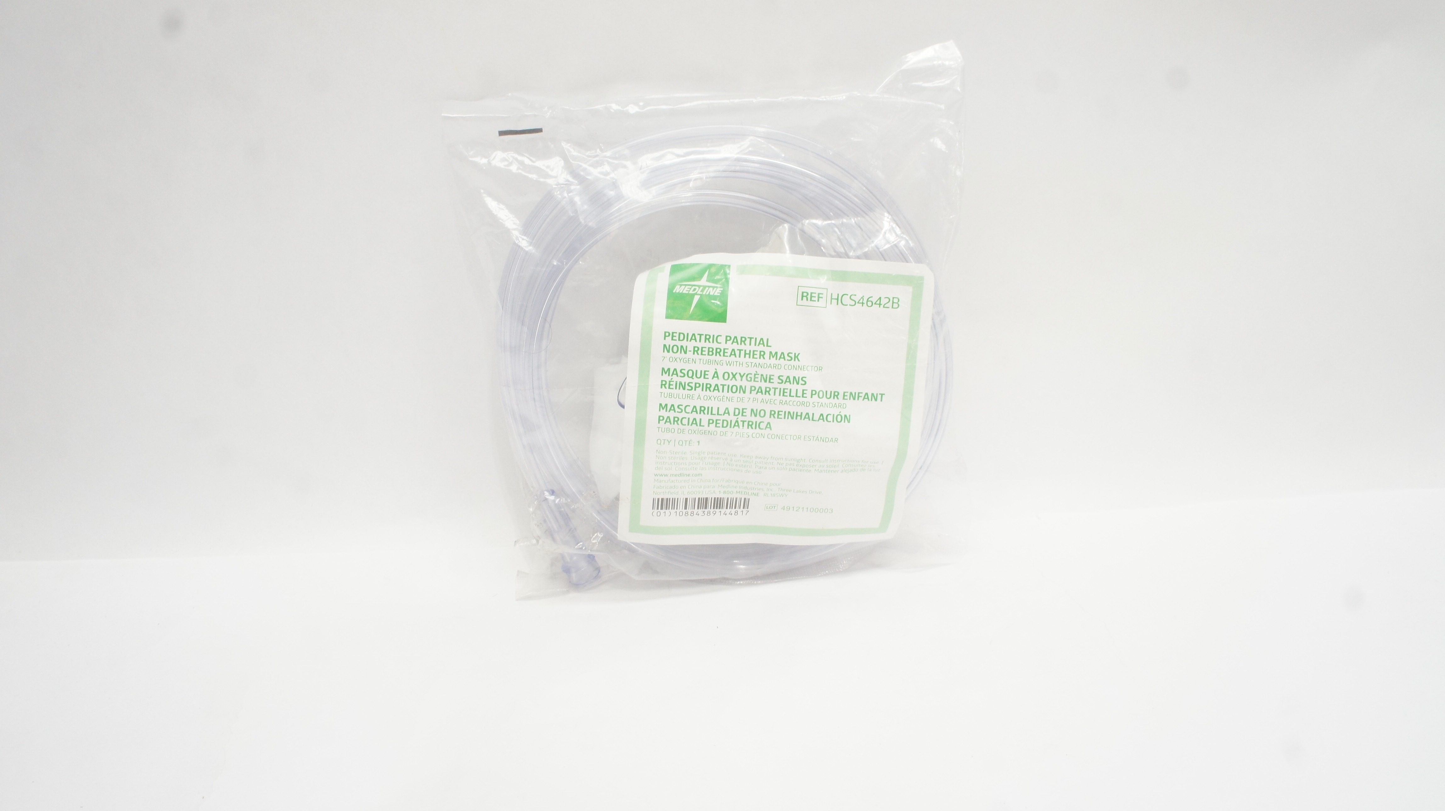 Medline HCS4642B Pediatric Partial Non-Rebreather Mask w/7ft. Tubing ...