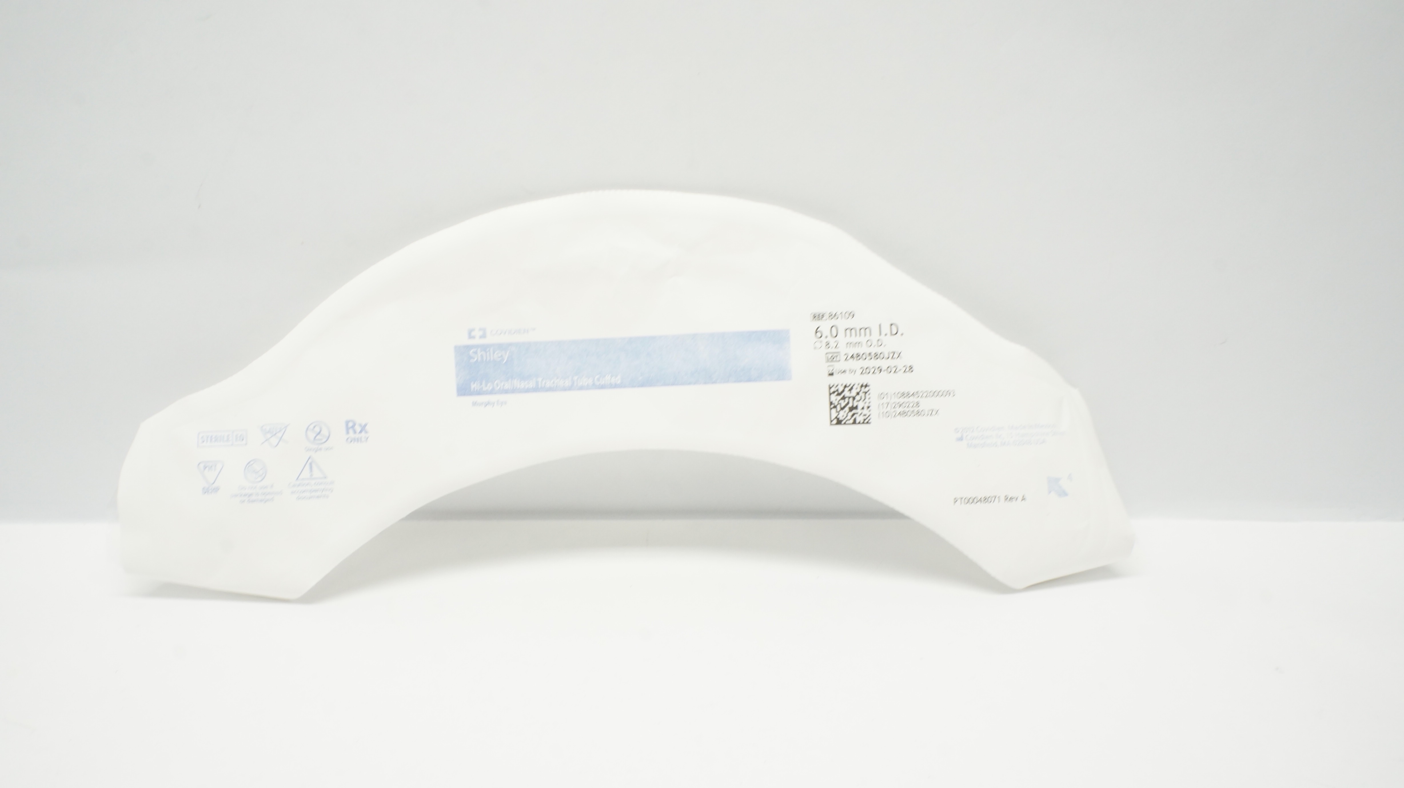 Covidien 86109 Shiley Hi-Lo Oral/Nasal Tracheal Tube Cuffed 6.0I.D. x 8.2mm O.D