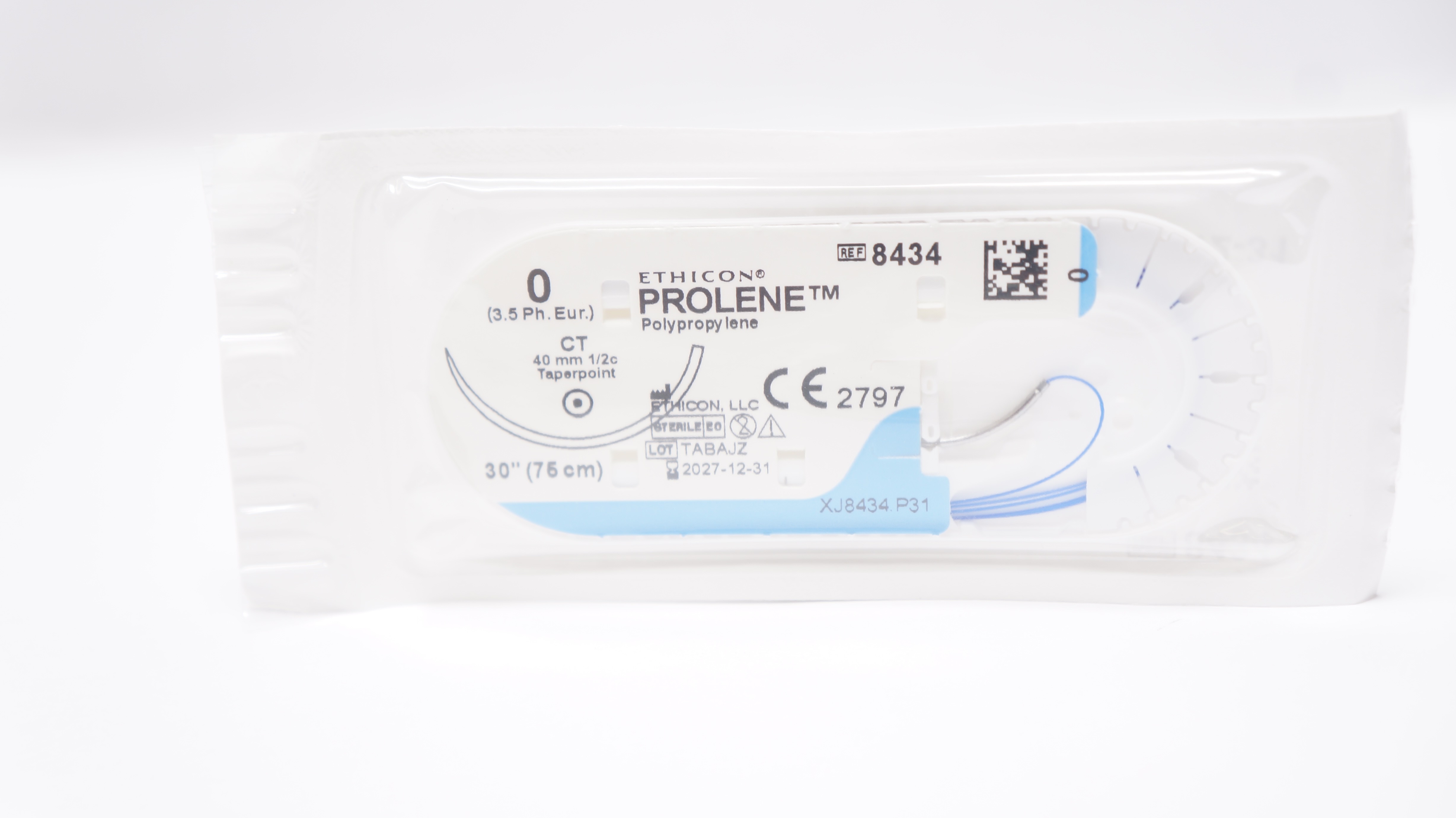 Ethicon 8434 0 Prolene Stre Blue Monofilament CT 40mm 1/2c Taperpoint, 30inch