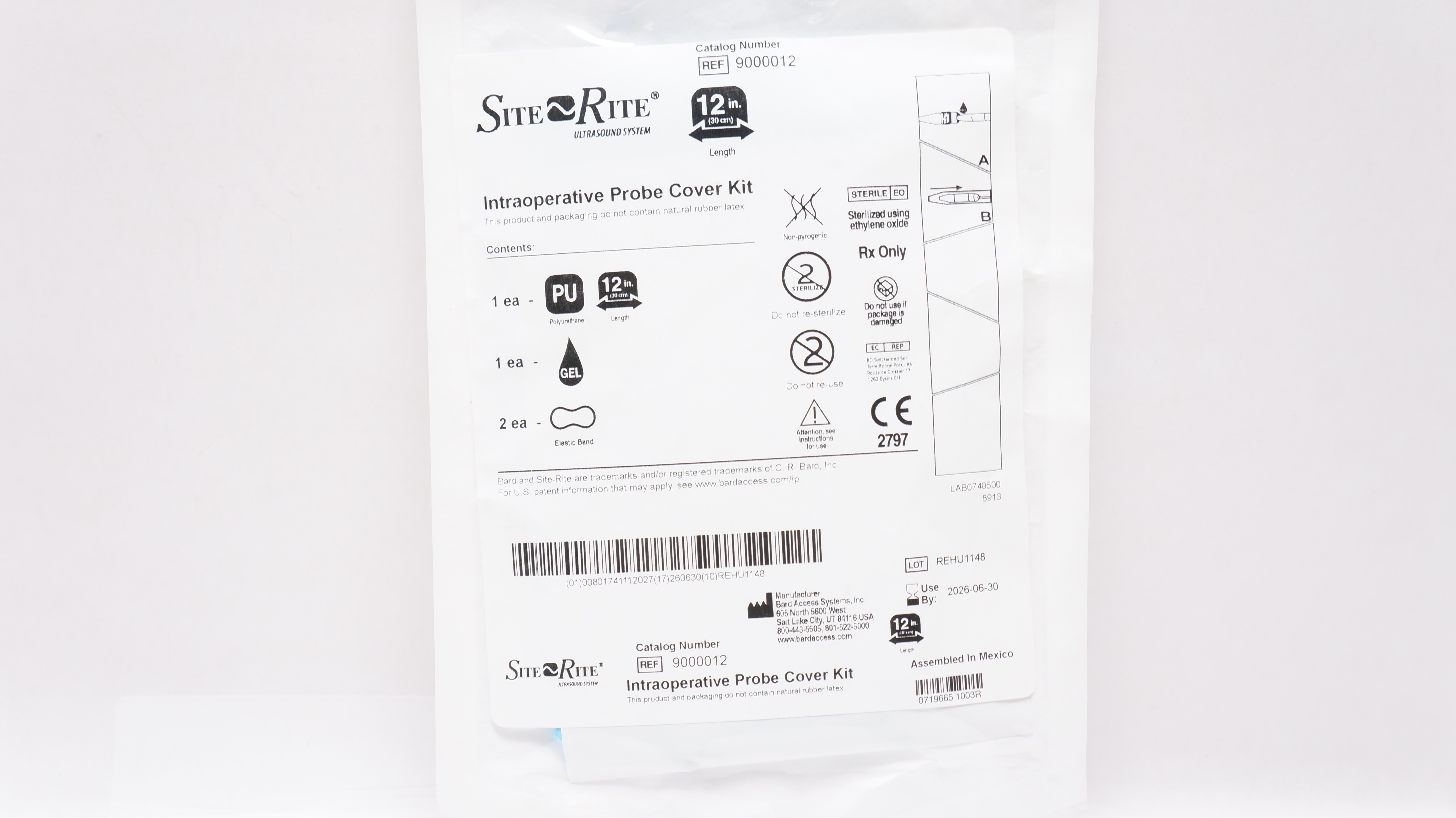 Bard 9000012 Site-Rite Intraoperative Probe Cover Kit, 12inch