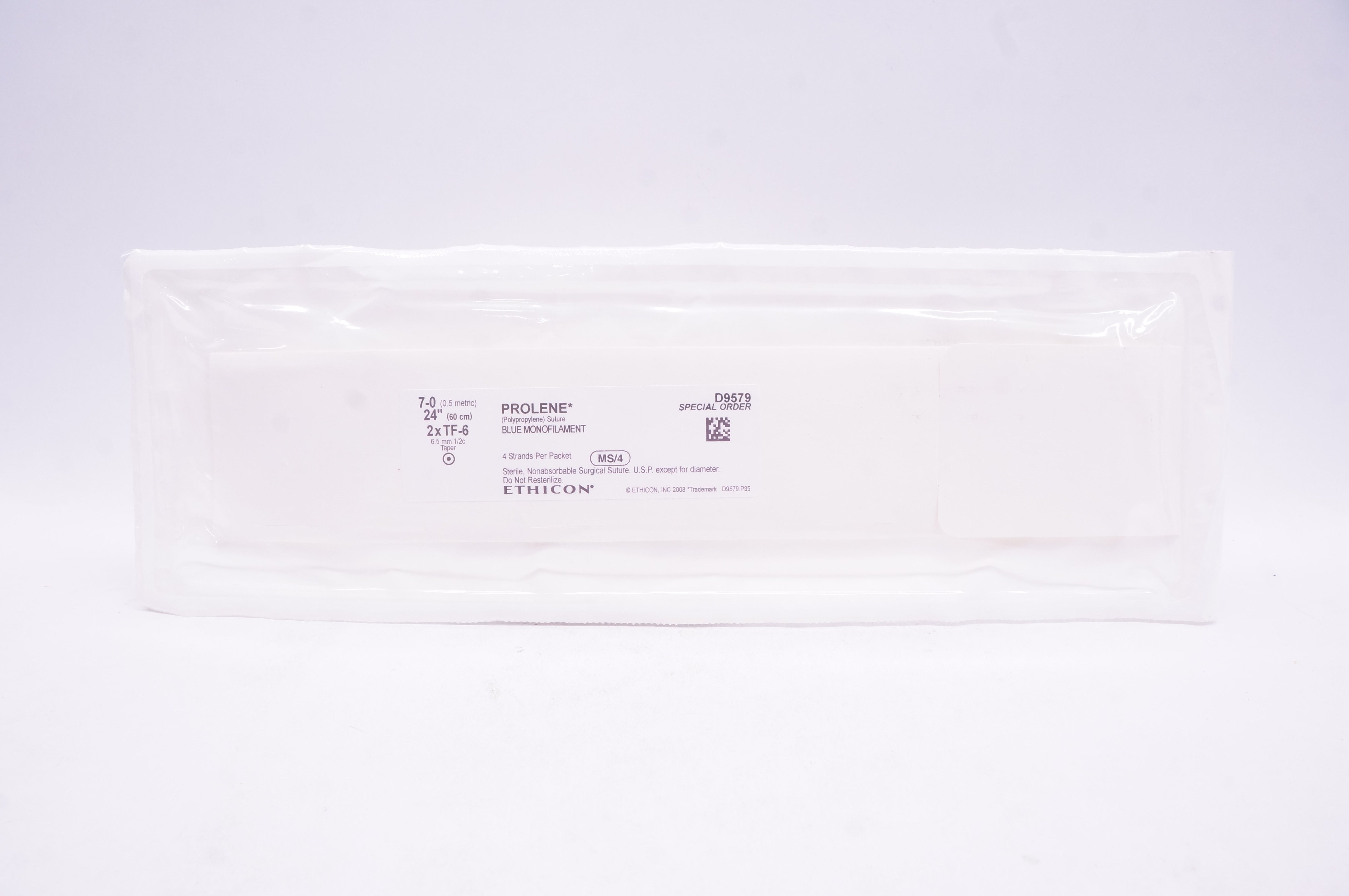 Ethicon D9579 Prolene 7-0 Blue Monofilament 2 x TF-6 Taper 6.5mm 1/2c, 24in (x)