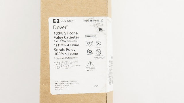 Covidien 8887605122 Dover 100% Silicone Foley Cath. 5mL, 2-Way, 12Fr - Box of 10