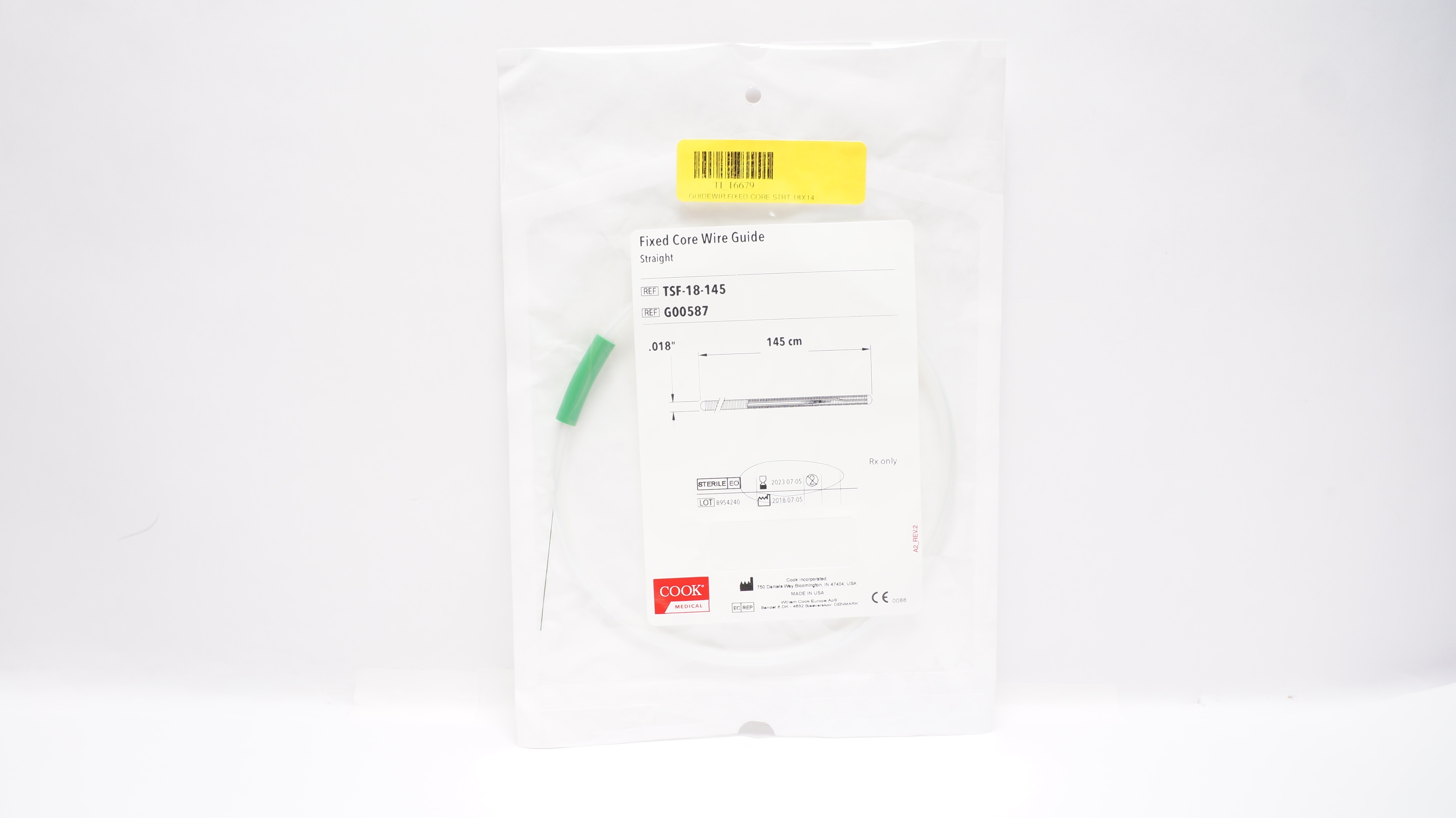 Fixed Core Wire Guide Cook Label Cook Medical G00587 Fixed Core Straight Wire Guide 0.018inch x 145cm (x)