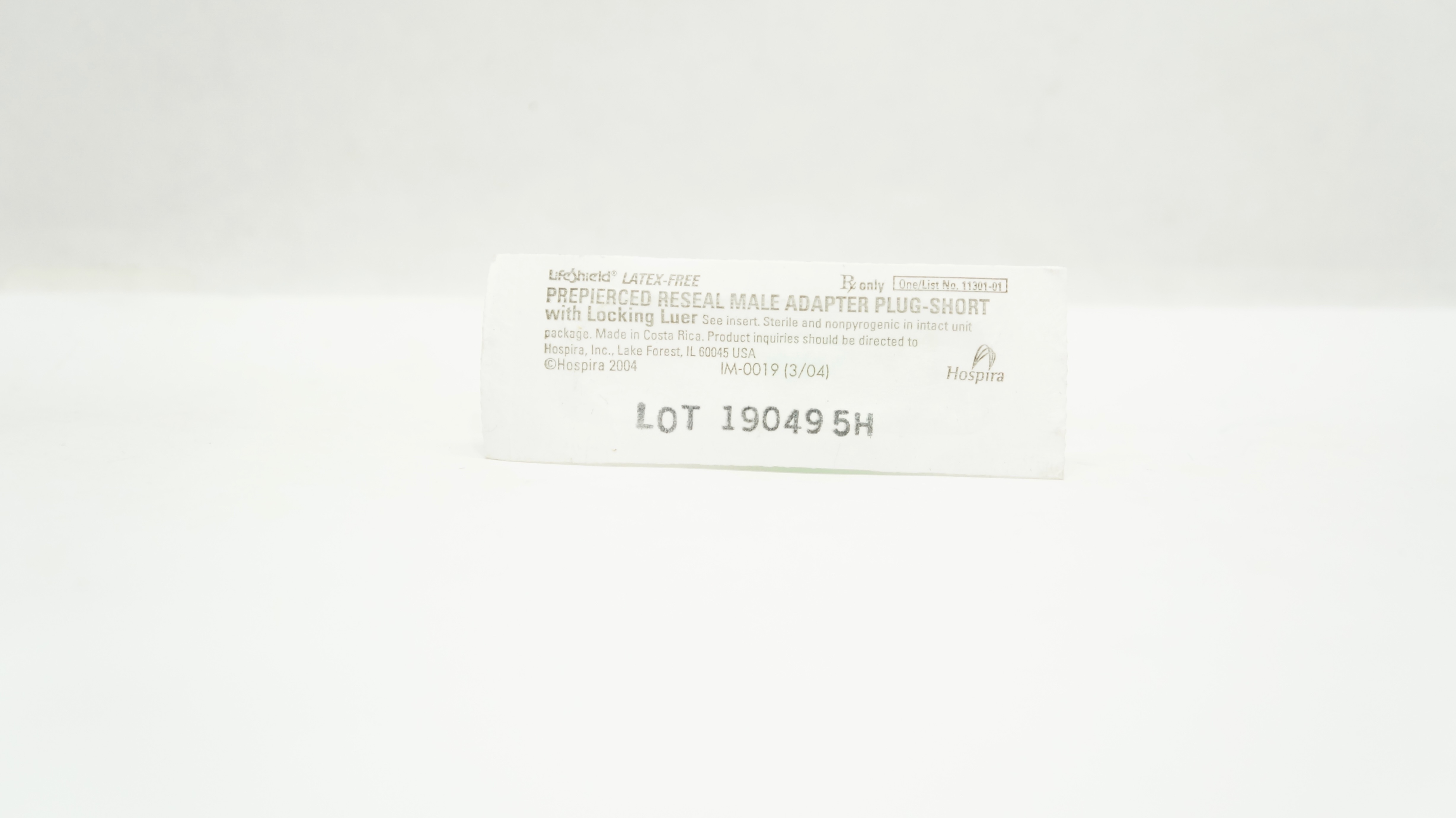 Hospira 11301-01 LifeShield Prepierced Reseal Male Adapter Plug-Short
