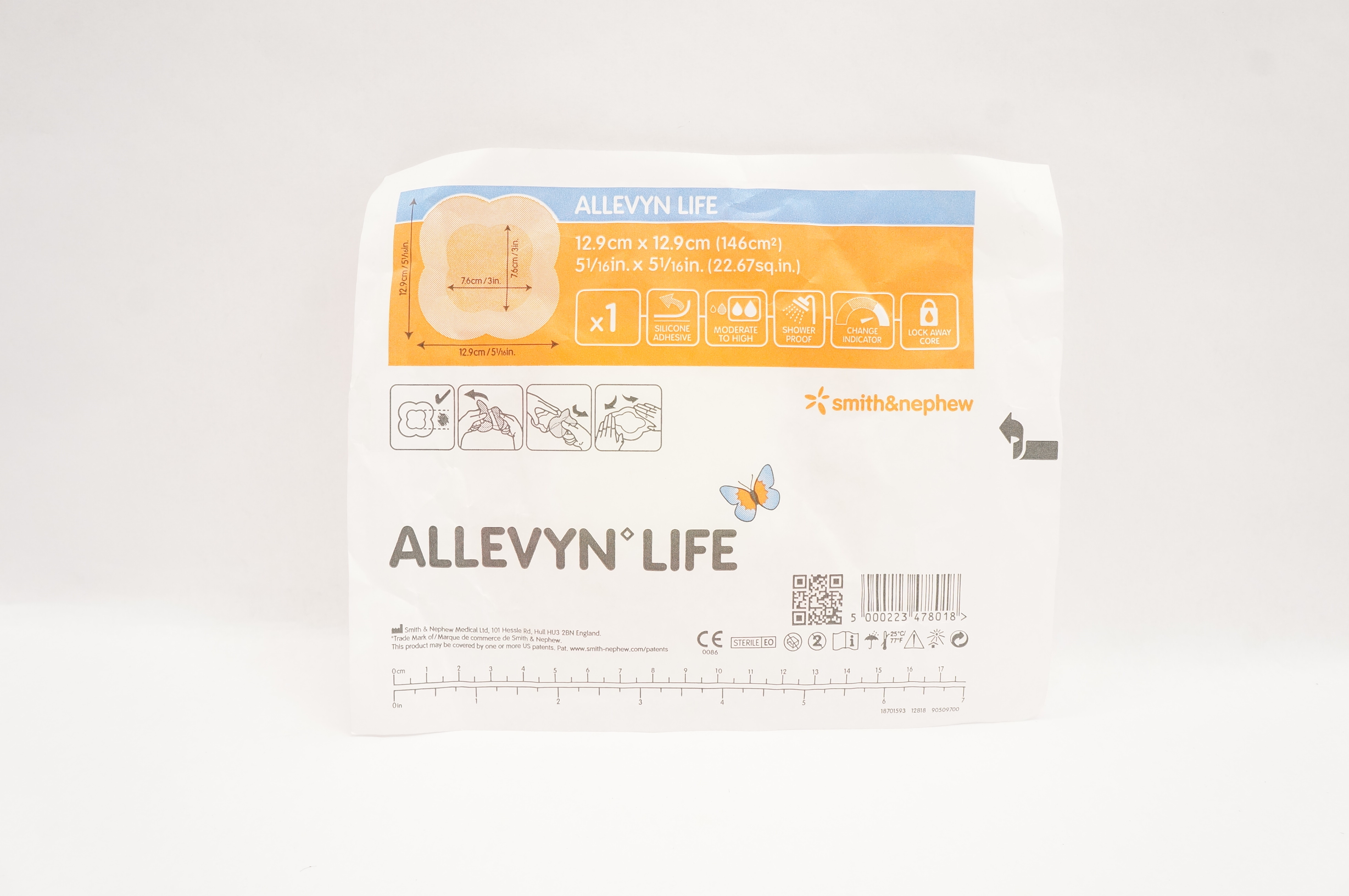 Smith&Nephew 66801068 Allevyn Life Silicone Adhesive 5 1/16inch x 5 1/16inch