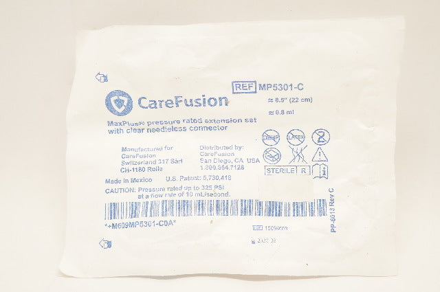 CareFusion MP5301-C MaxPlus Pressure Rated ExtensionSet 8.5inch x 0.8ml Appx.(x)