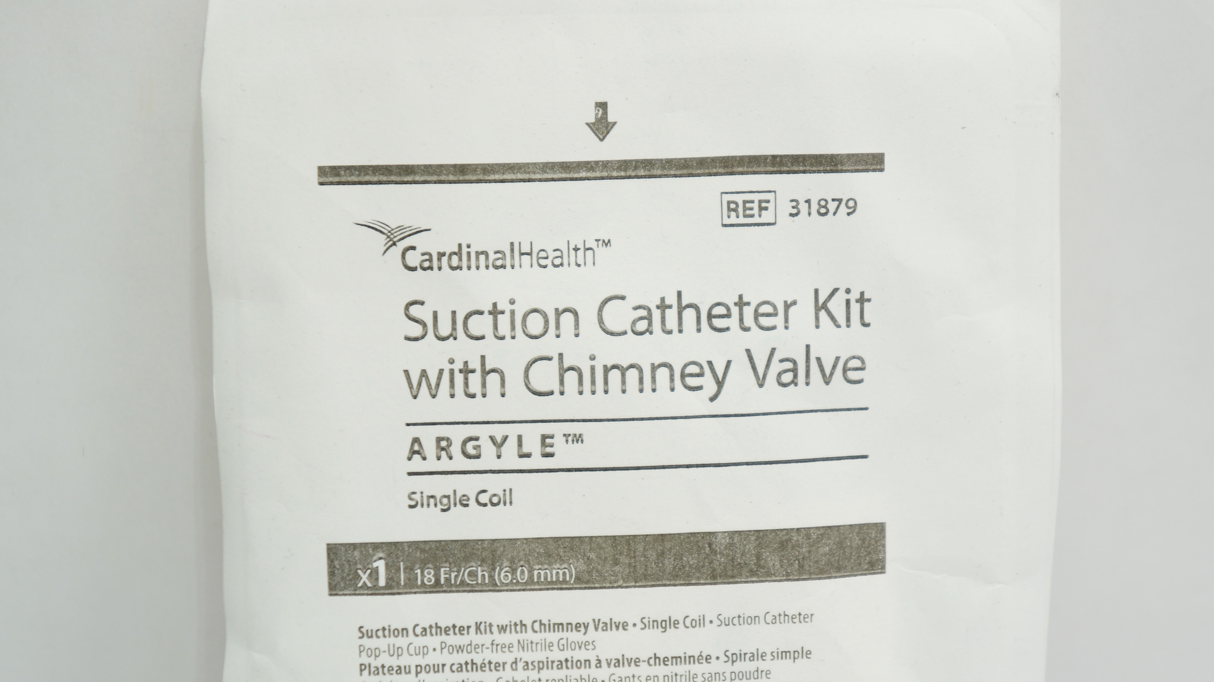 Cardinal Health 31879 Argyle Suction Cath. Kit with Chimney Valve 18Fr/Ch