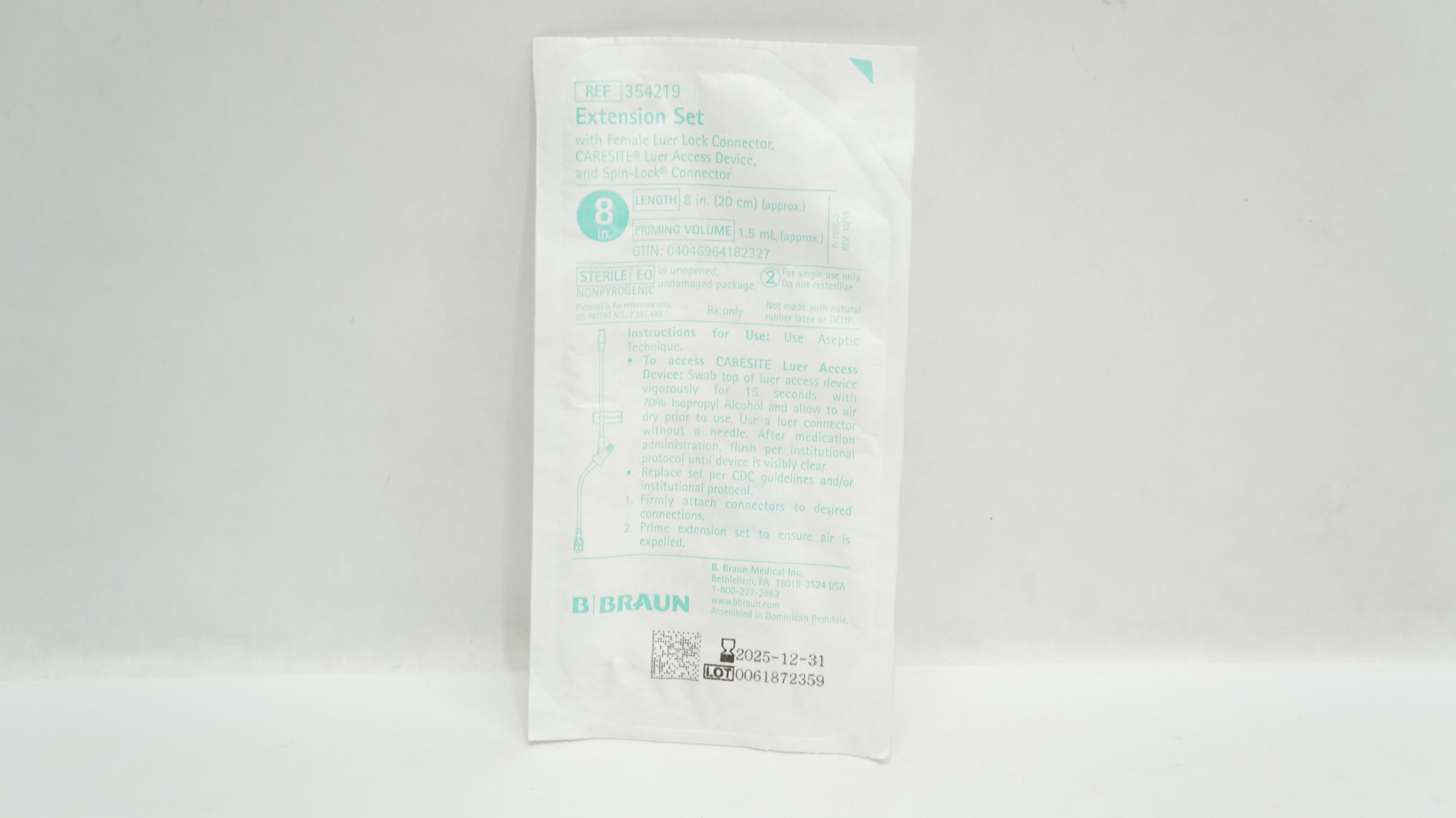 B. Braun 354219 Extension Set W/Female Luer Lock Connector 8 inch x 1.5mL  Appx.