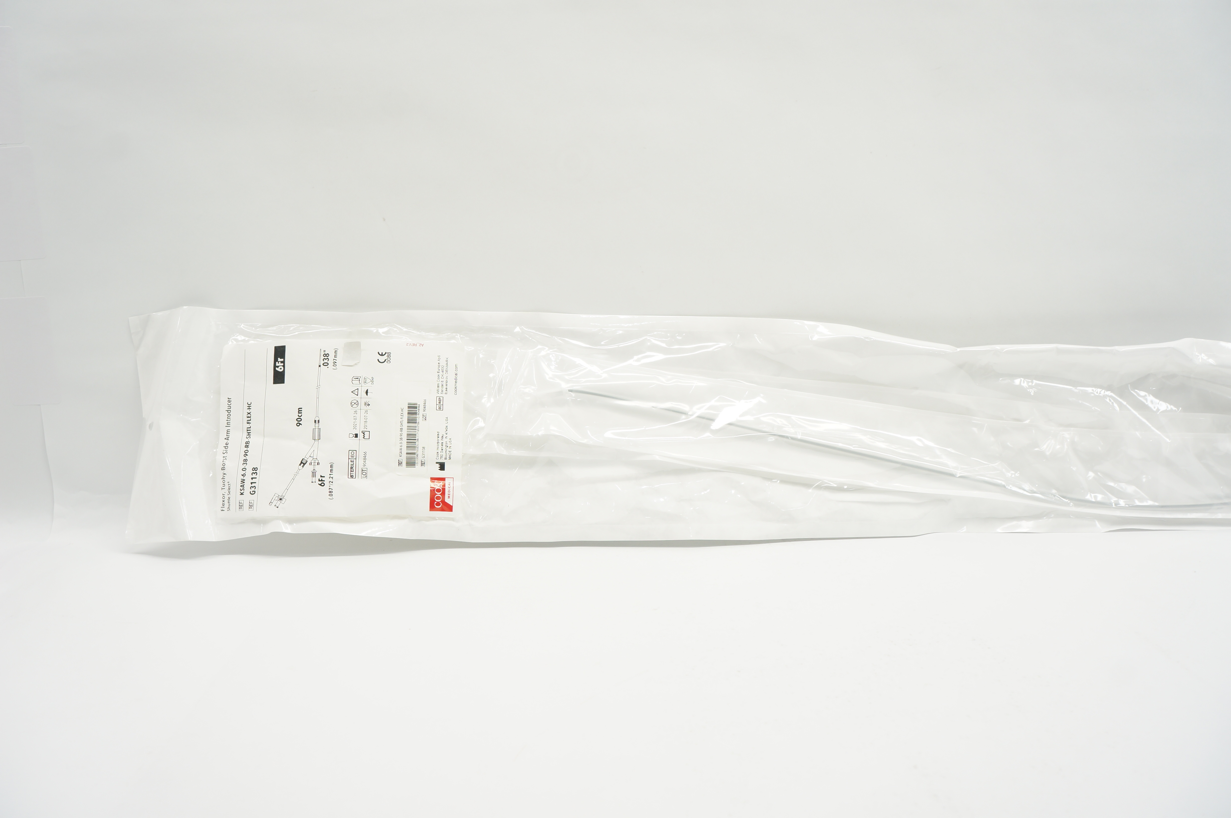 Cook G31138  Flexor Tuohy-Borst Side-Arm Introducer 6Fr x .038in x 90cm (x)