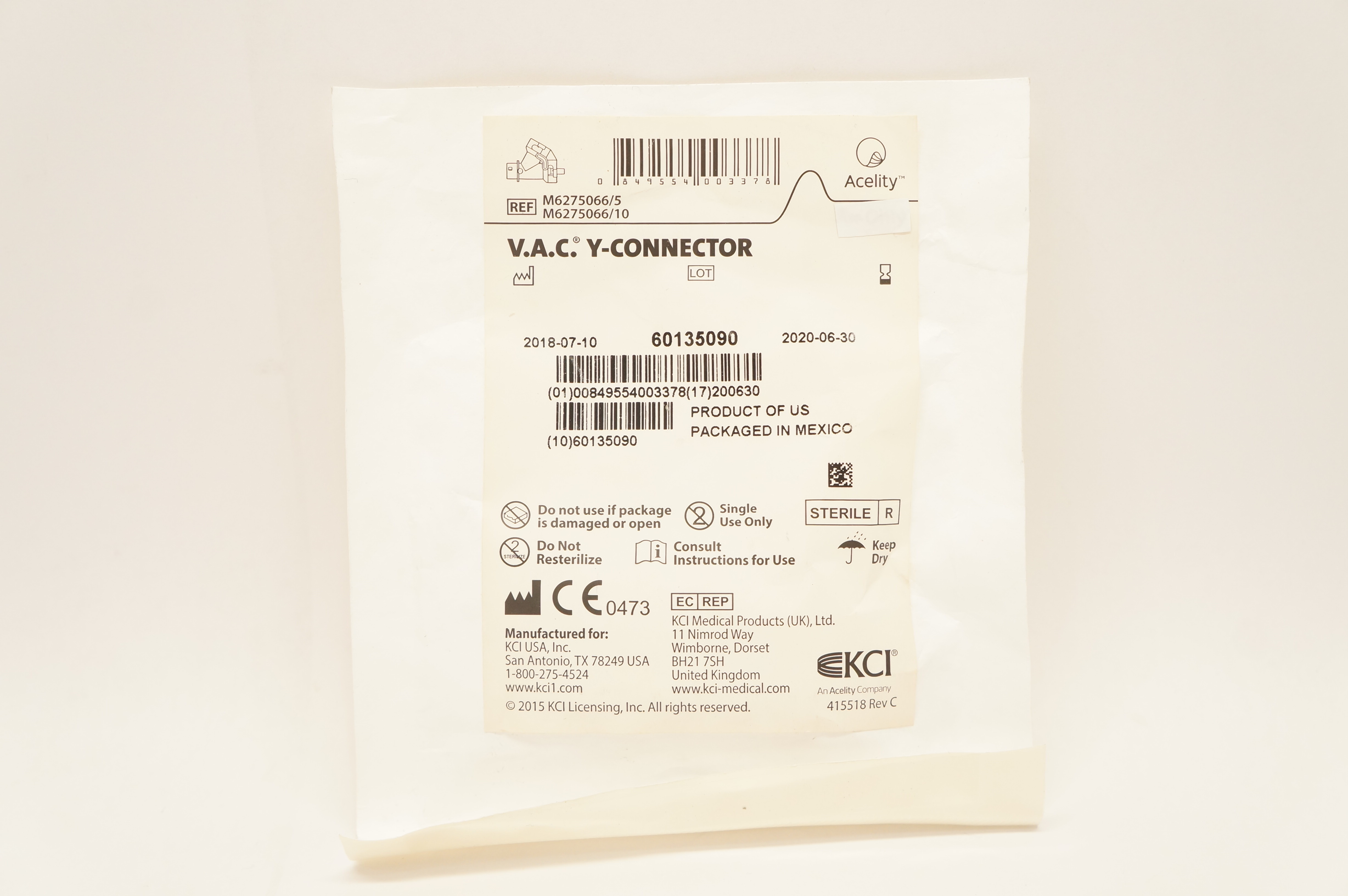 KCI M6275066/5 Acelity V.A.C. Y-Connector (x)