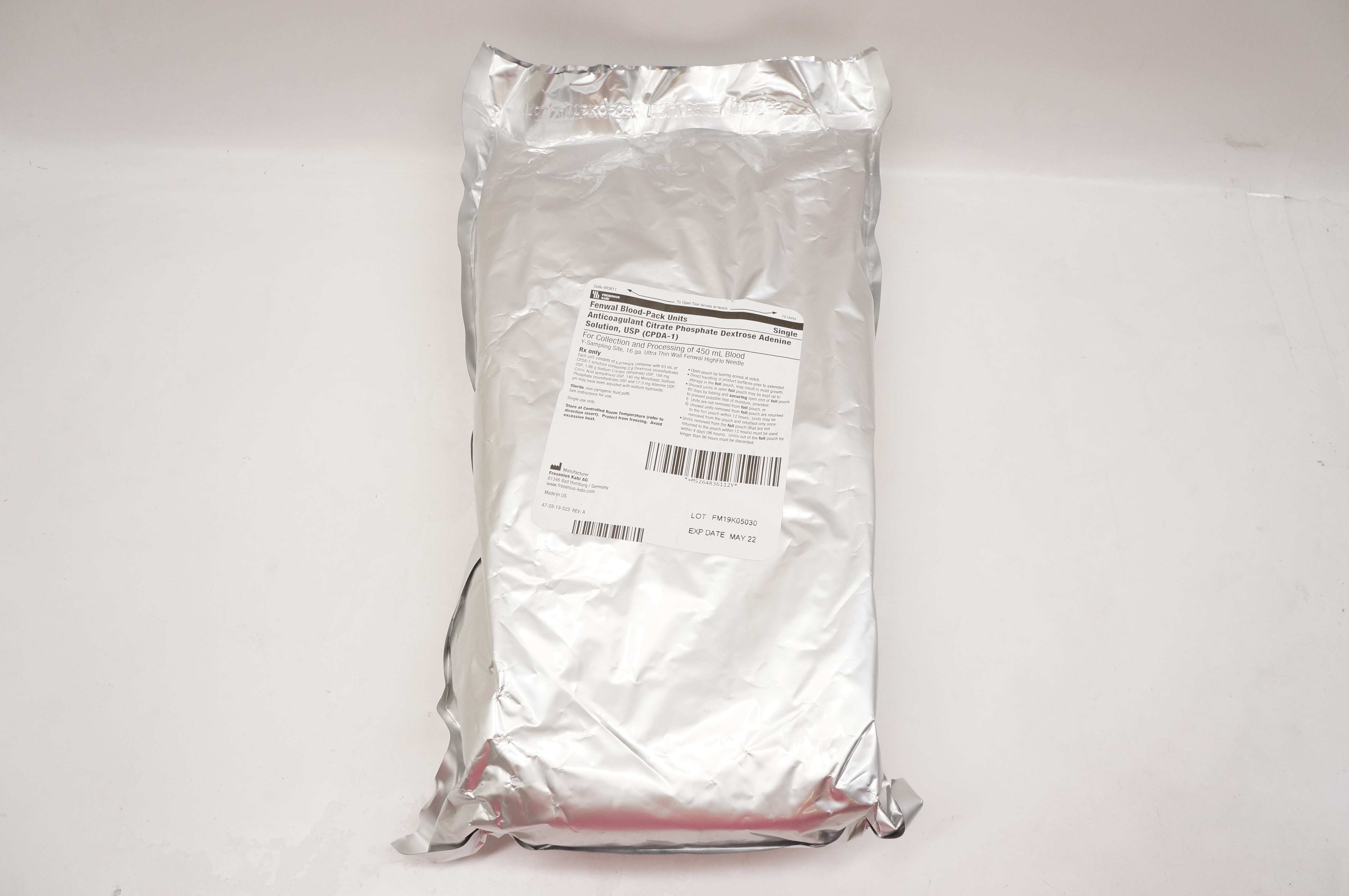 Fresenius Kabi 4R3611 Fenwal BloodPack Units Anticoagulant Citrate 450mL