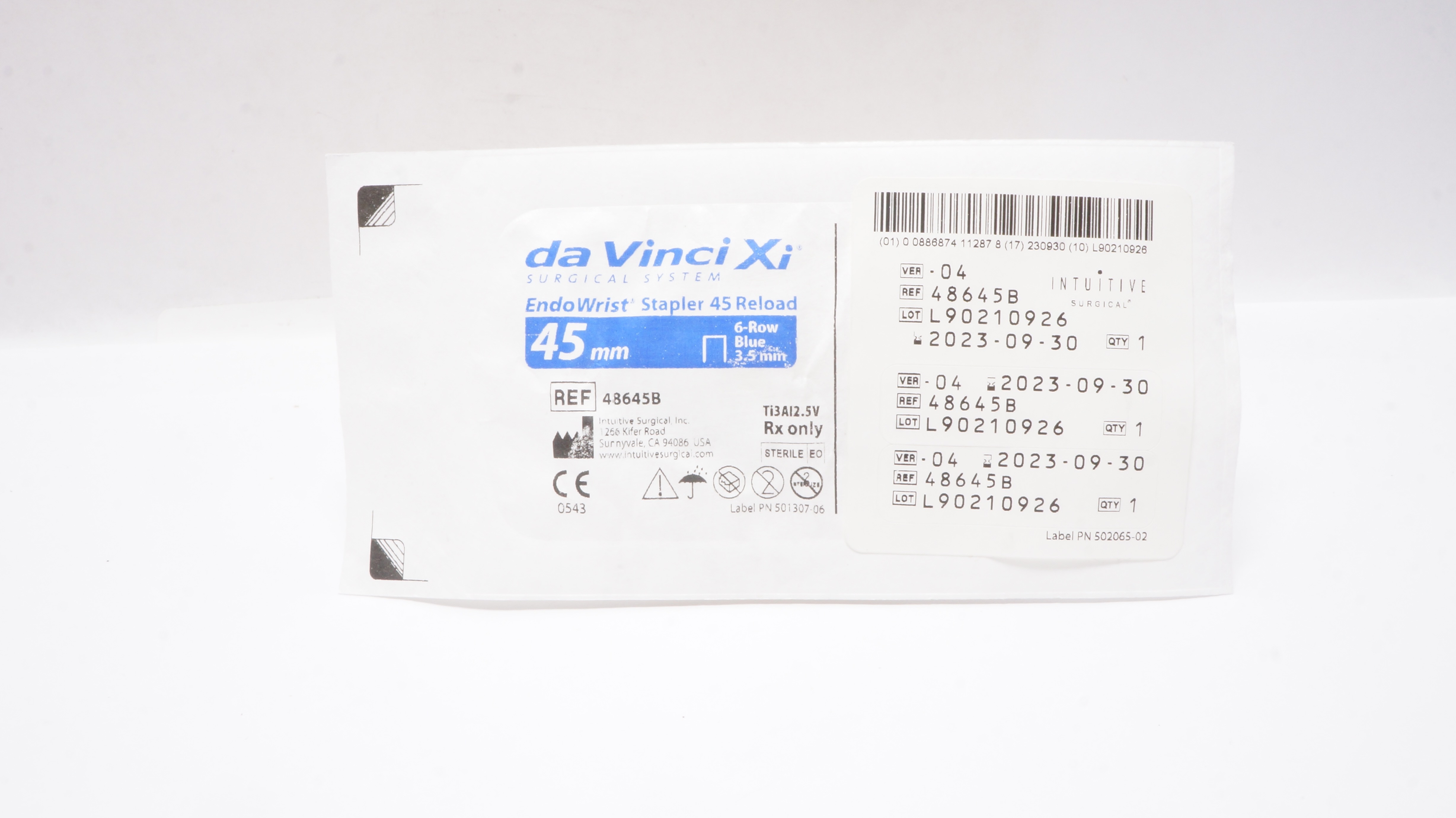 Intuitive 48645B da Vinci Xi EndoWrist Stapler 45mm Reload 6Row Blue 3.5mm (x)