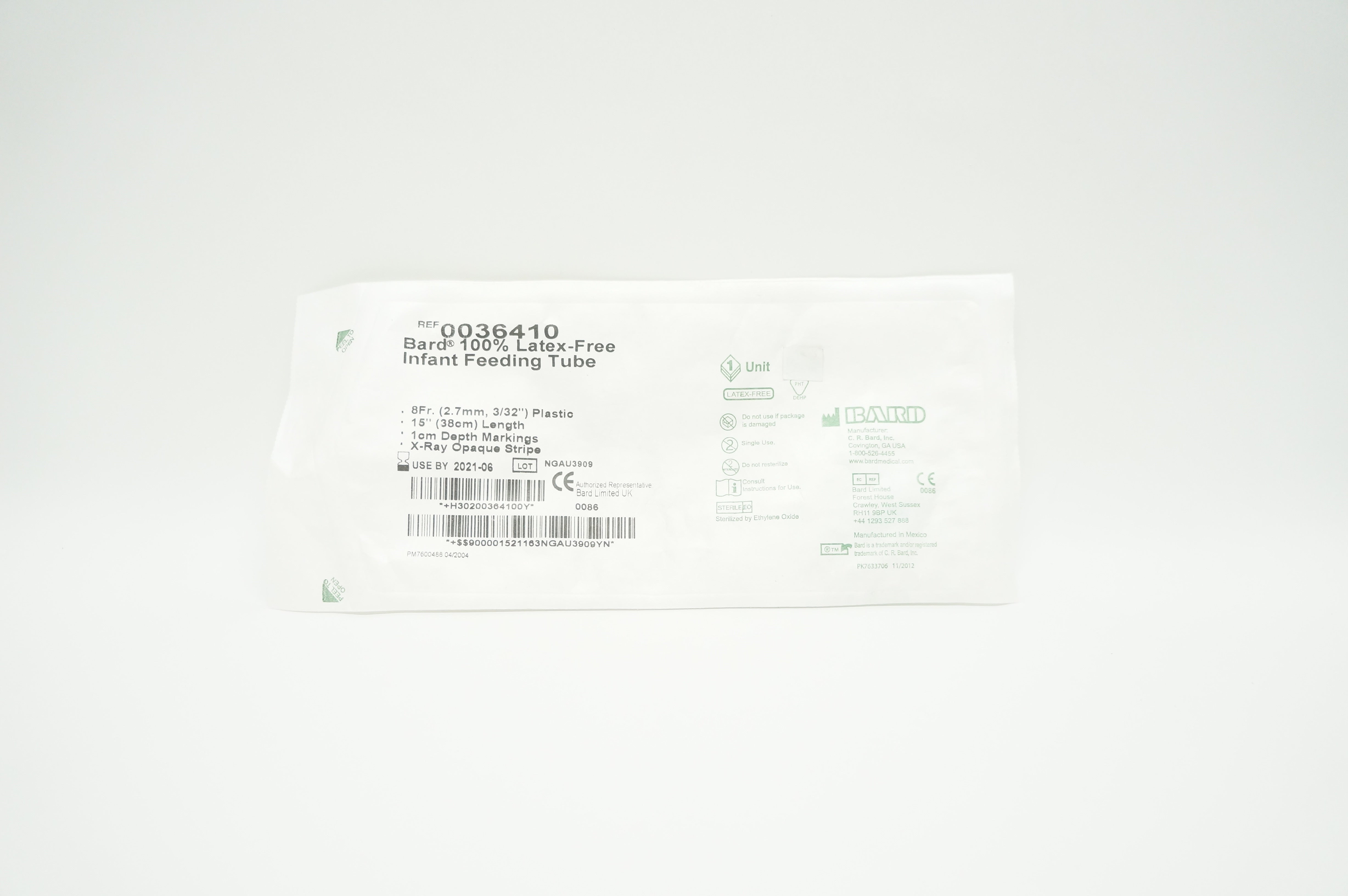 Bard 0036410 100% Latex-Free Infant Feeding Tube 8Fr x 15 inch (x)