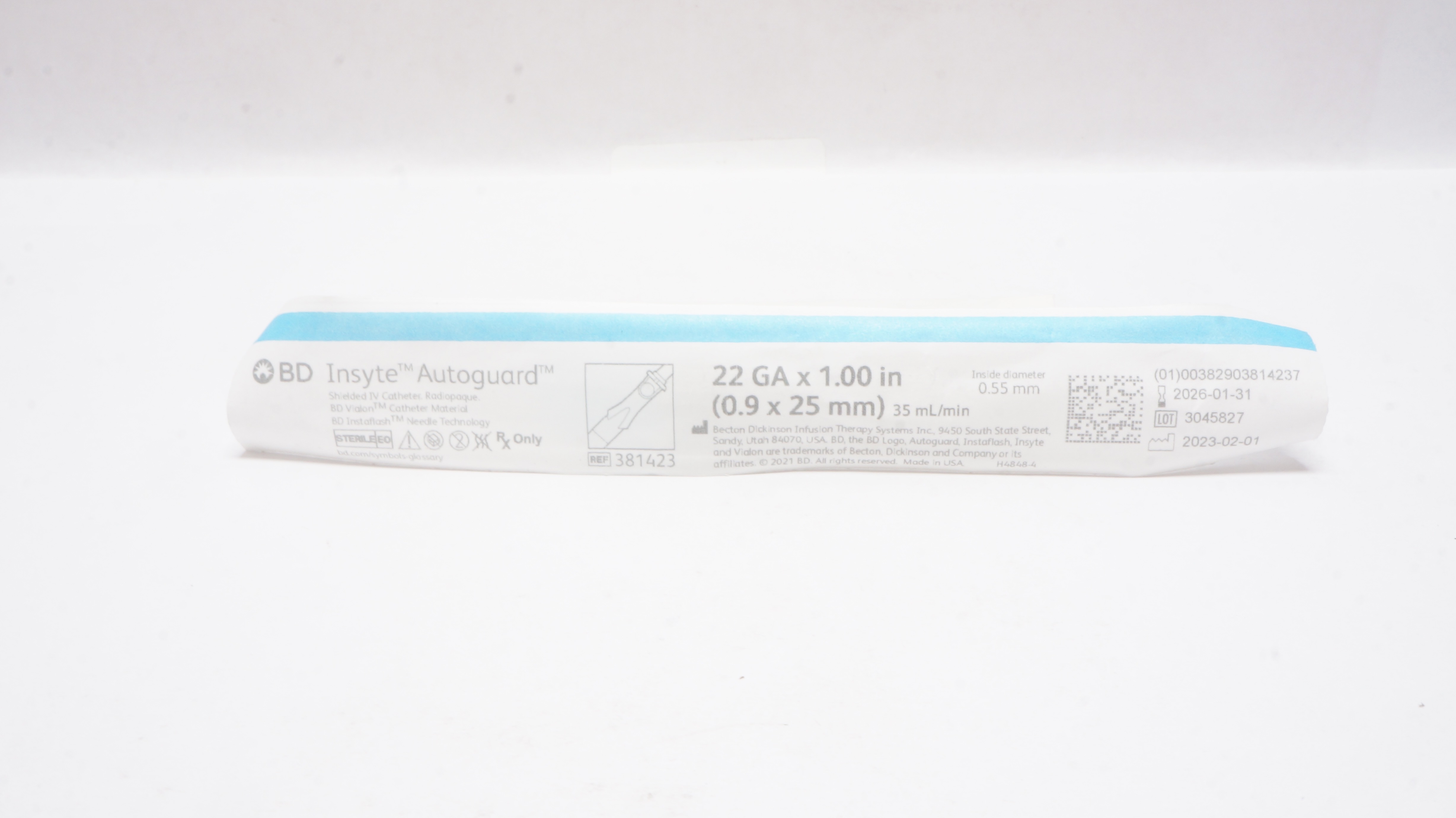 BD 381423 Insyte Autoguard Shielded IV Cath. 22Ga x 1.00inch, 35mL/min