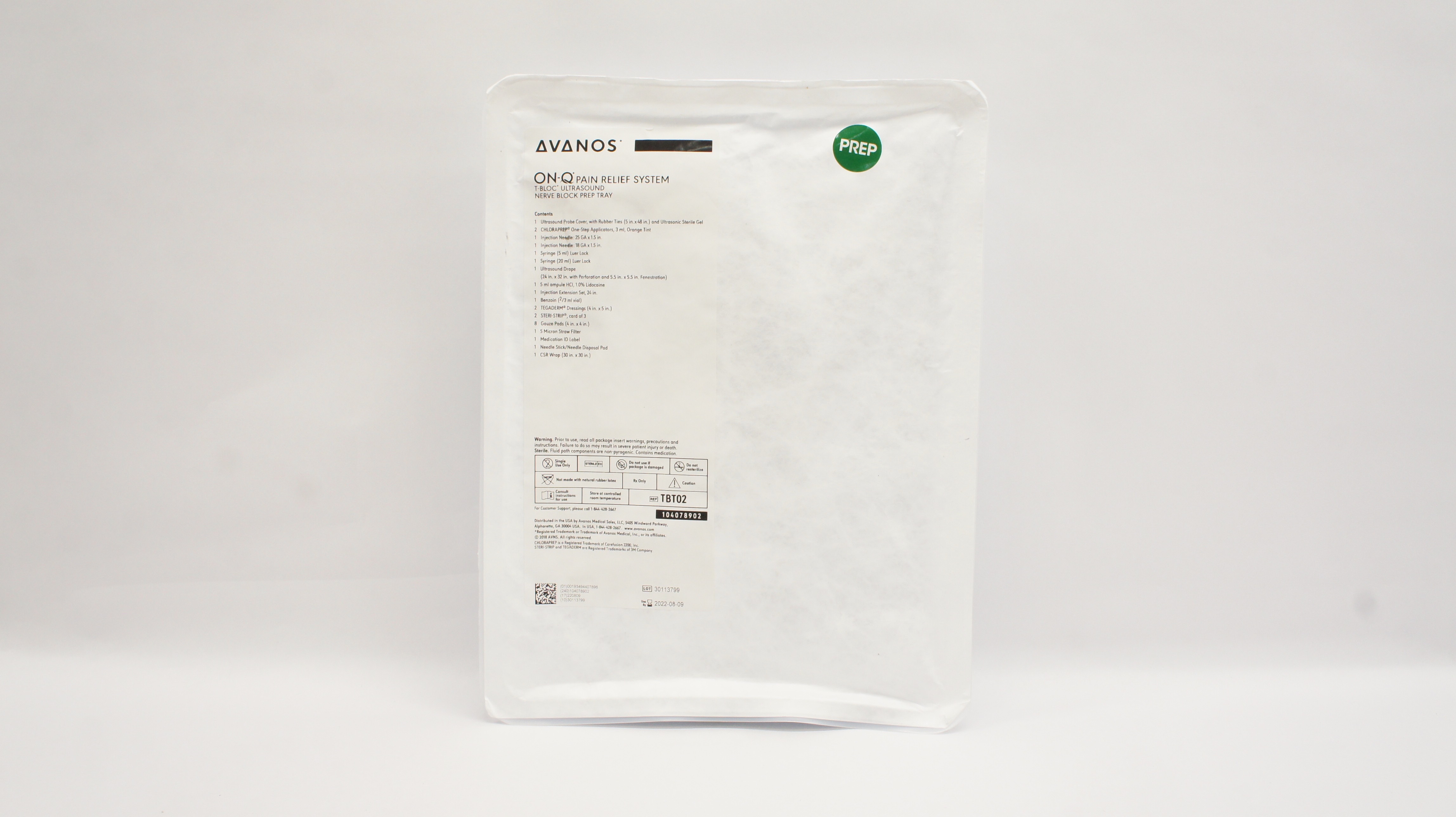 Avanos TBT02 ON-Q Pain Relief System T-Bloc Ultrasound Nerve Block Prep Tray