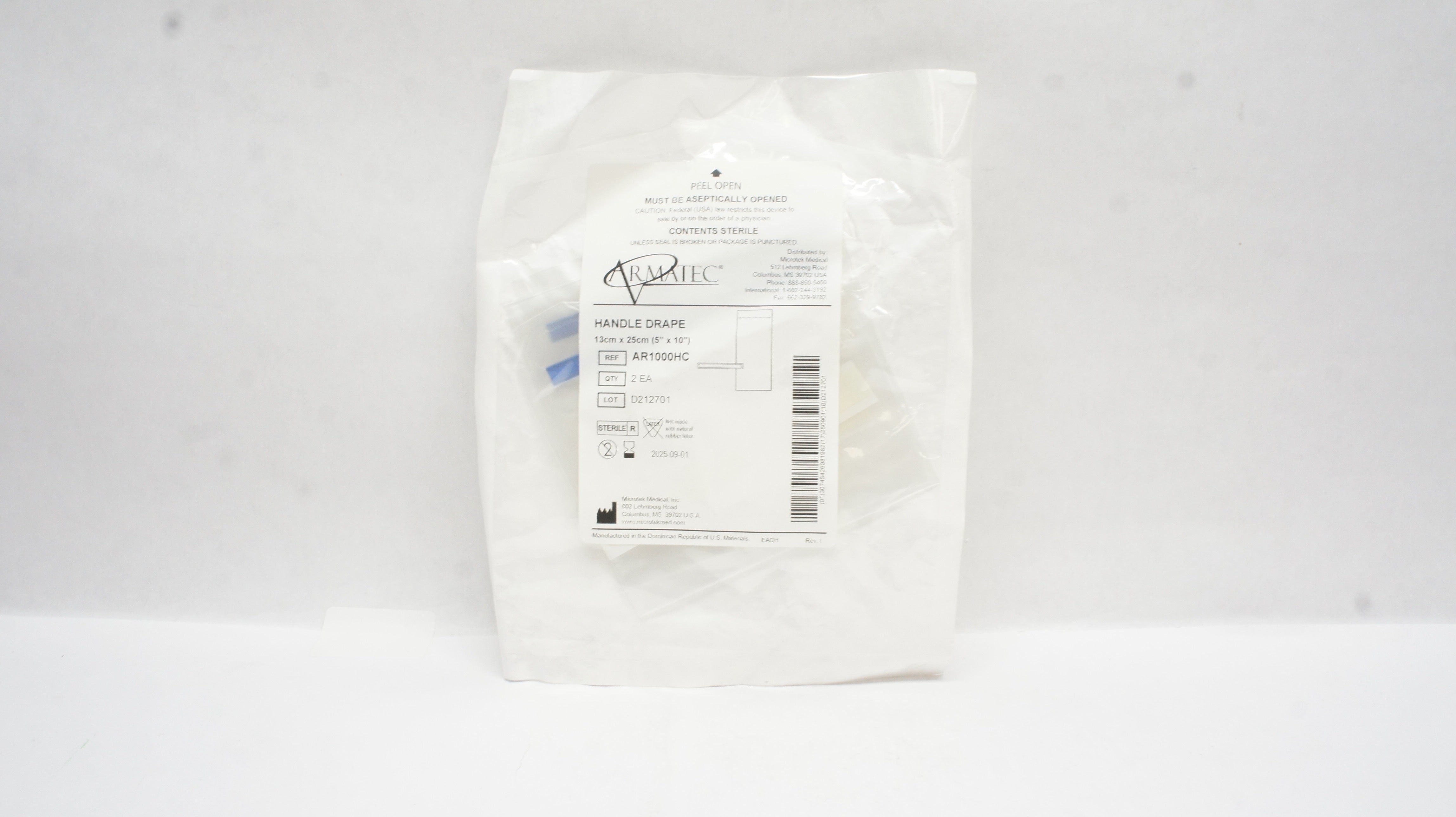 Microtek Medical AR1000HC Armatec Handle Drape 5inch x 10inch Pack of 2